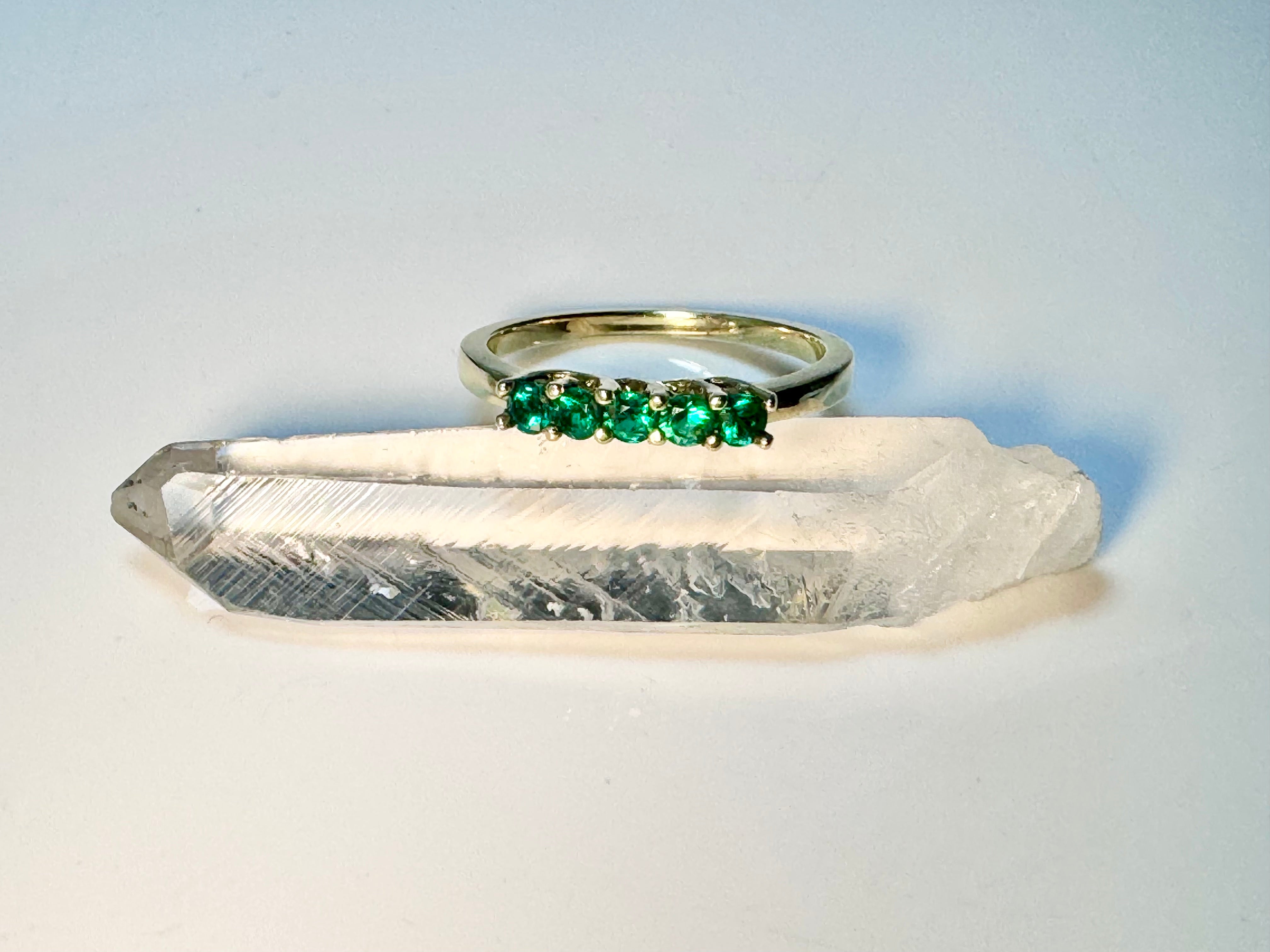 Emerald 5 Stone 18k Ring