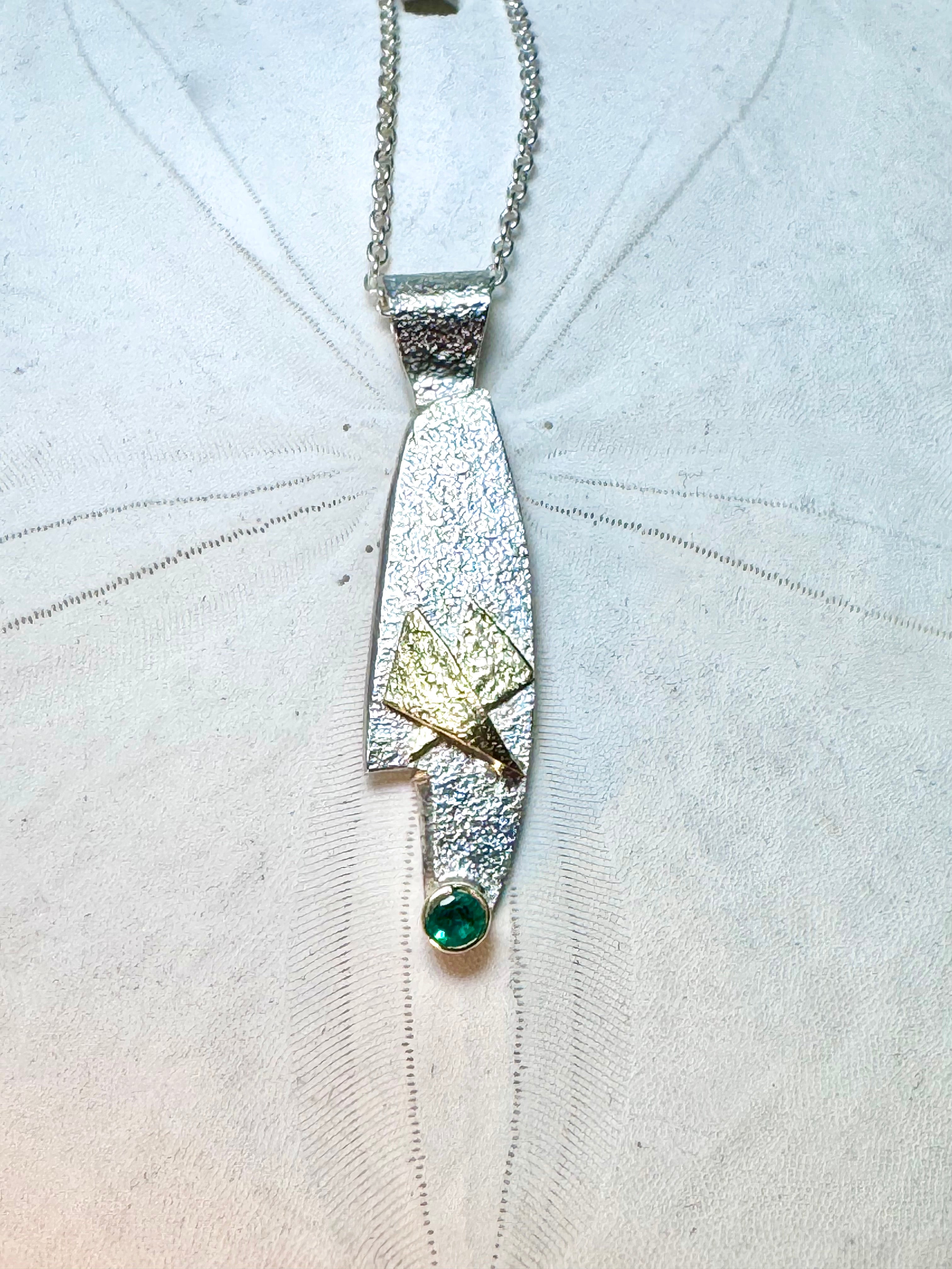 Emerald Textured Free Form Pendant