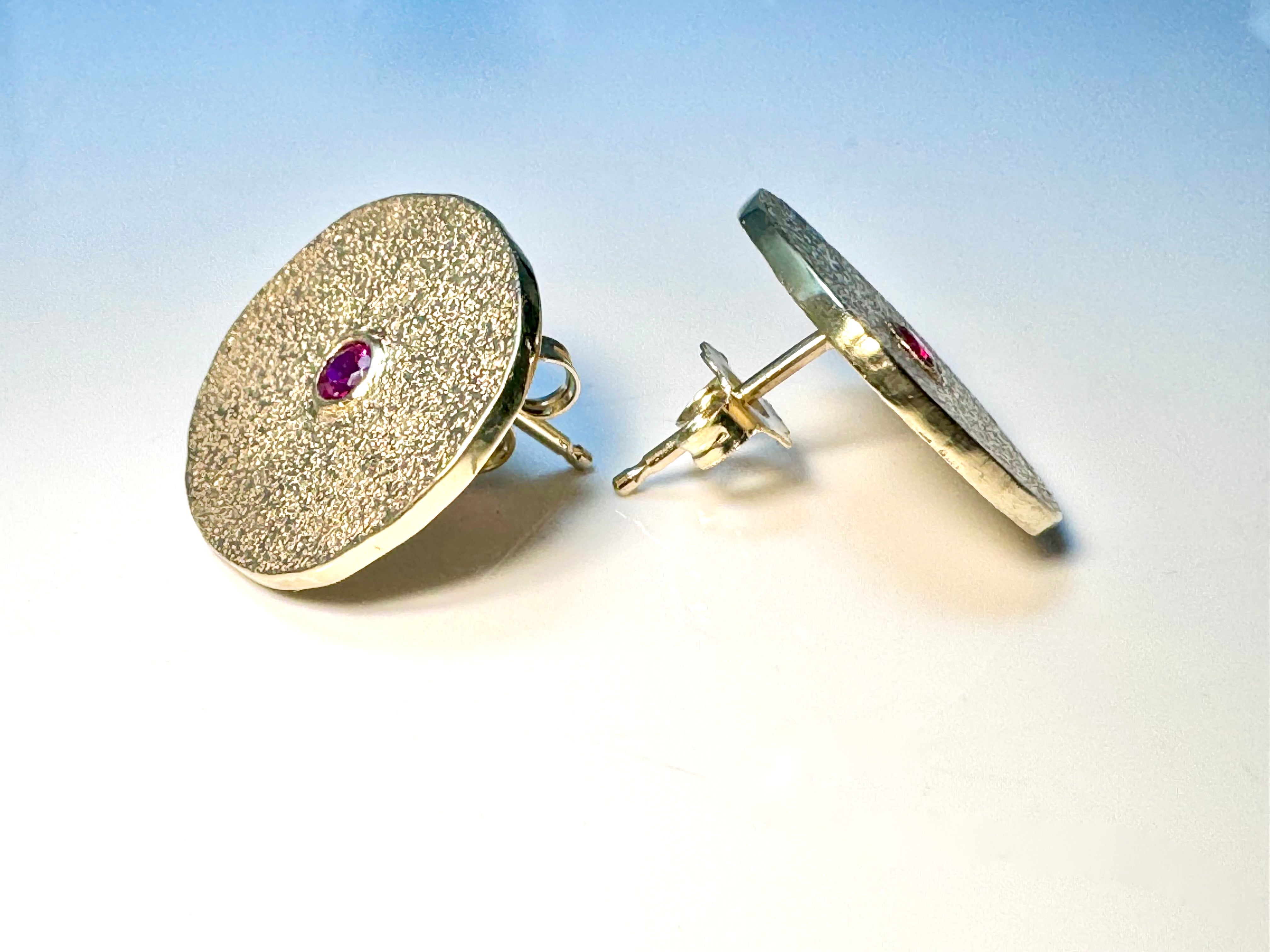 Ruby 18k Textured Disc Earrings