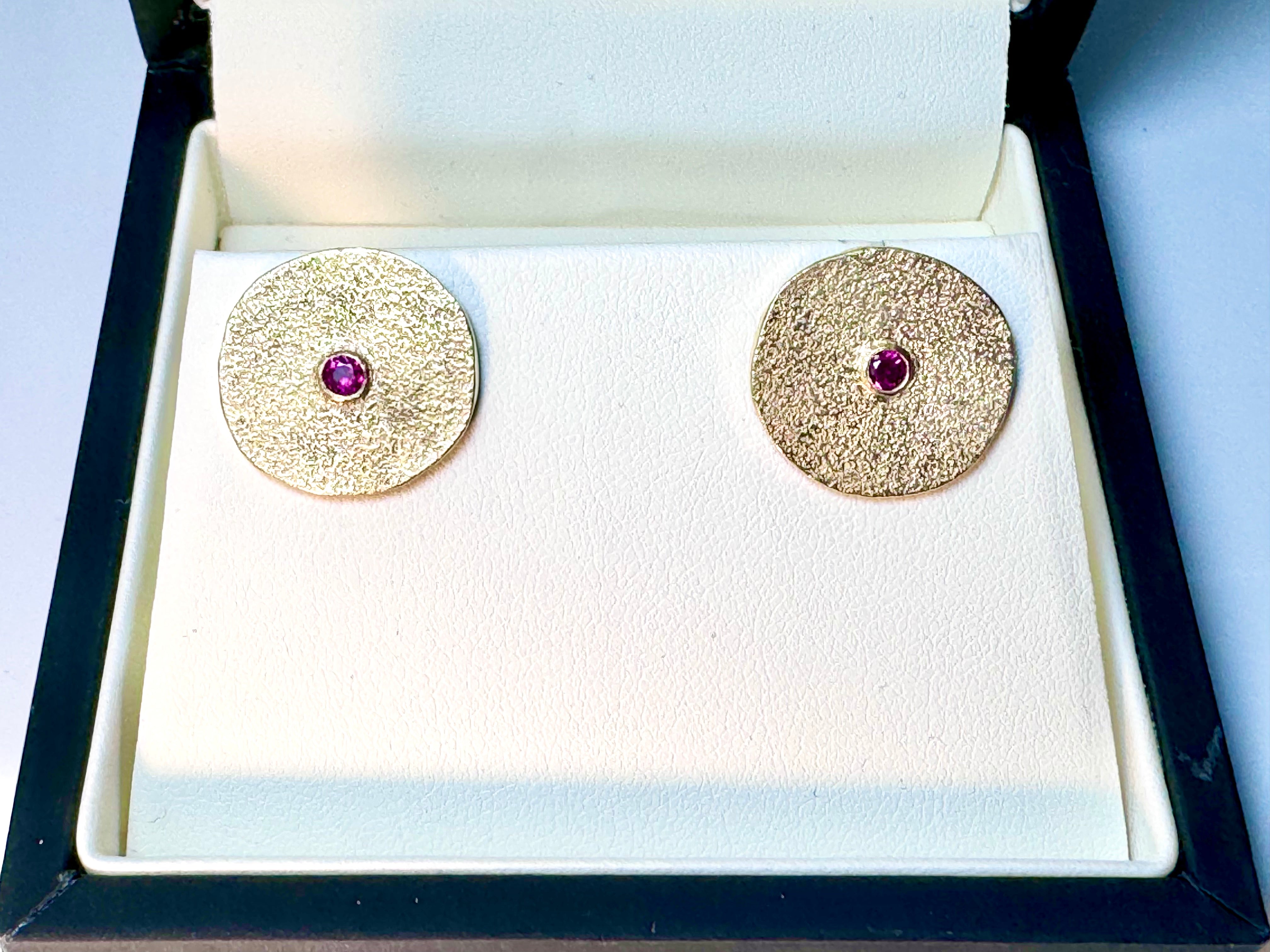 Ruby 18k Textured Disc Earrings