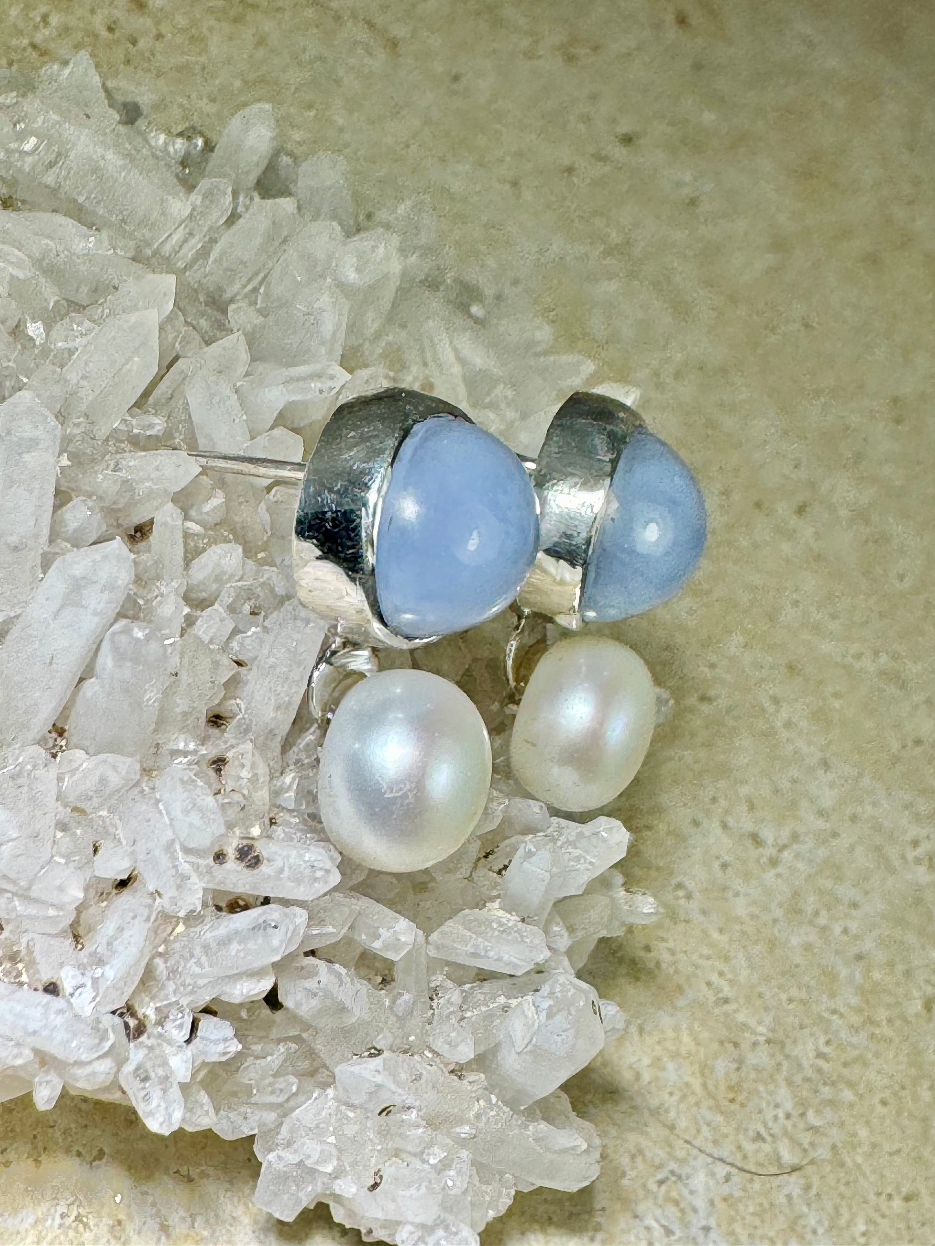 Chalcedony Pearl Sterling Studs