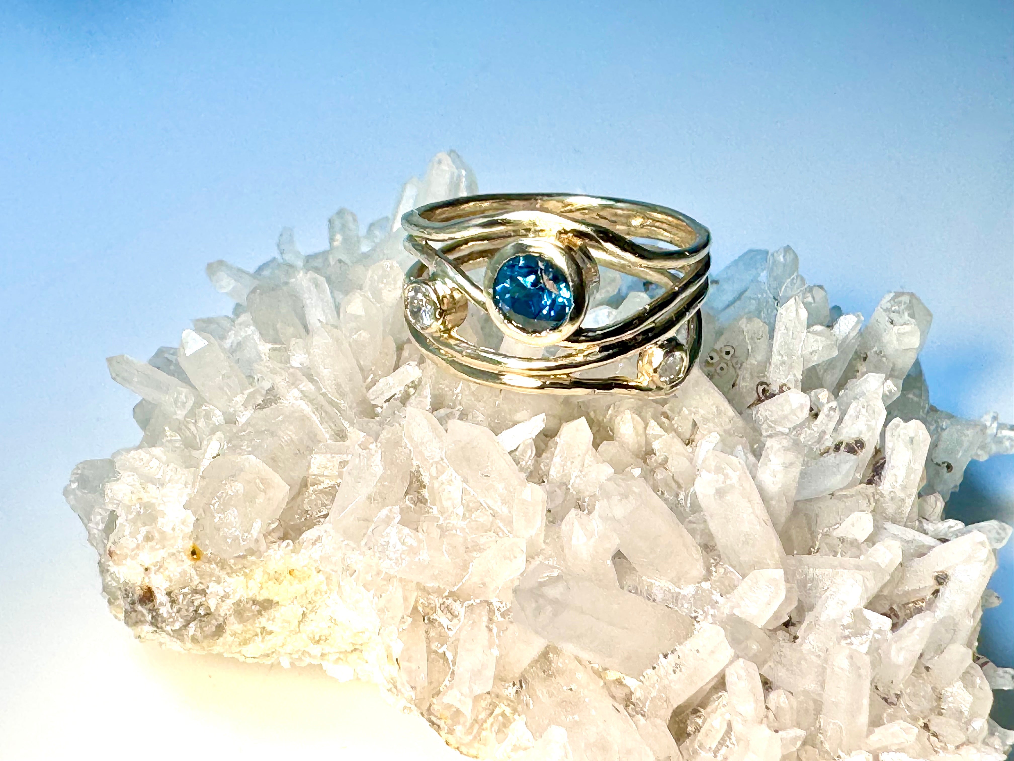 Indicolite Tourmaline Diamond 14k Ring