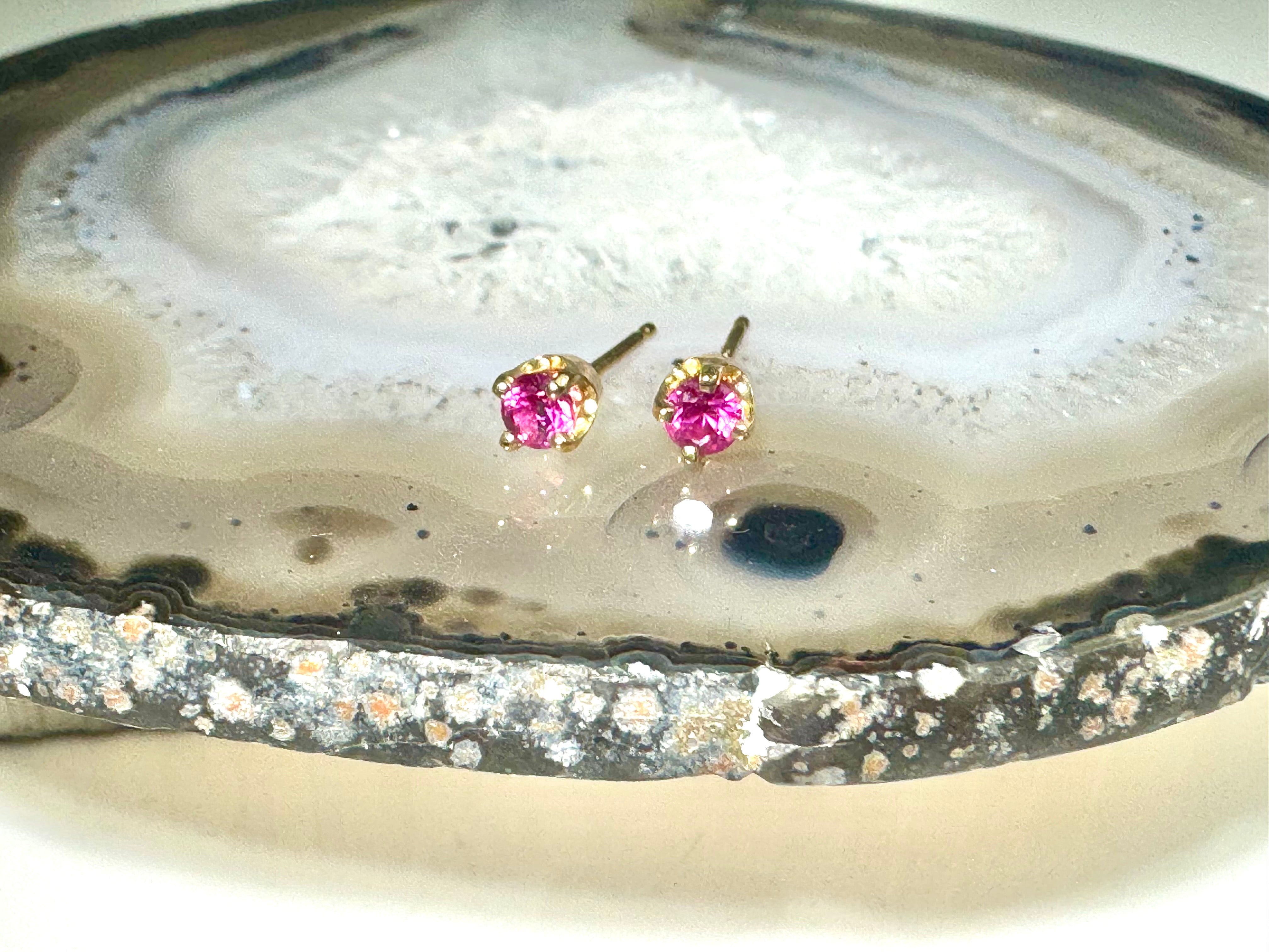 Pink Sapphire 14k Prong Studs