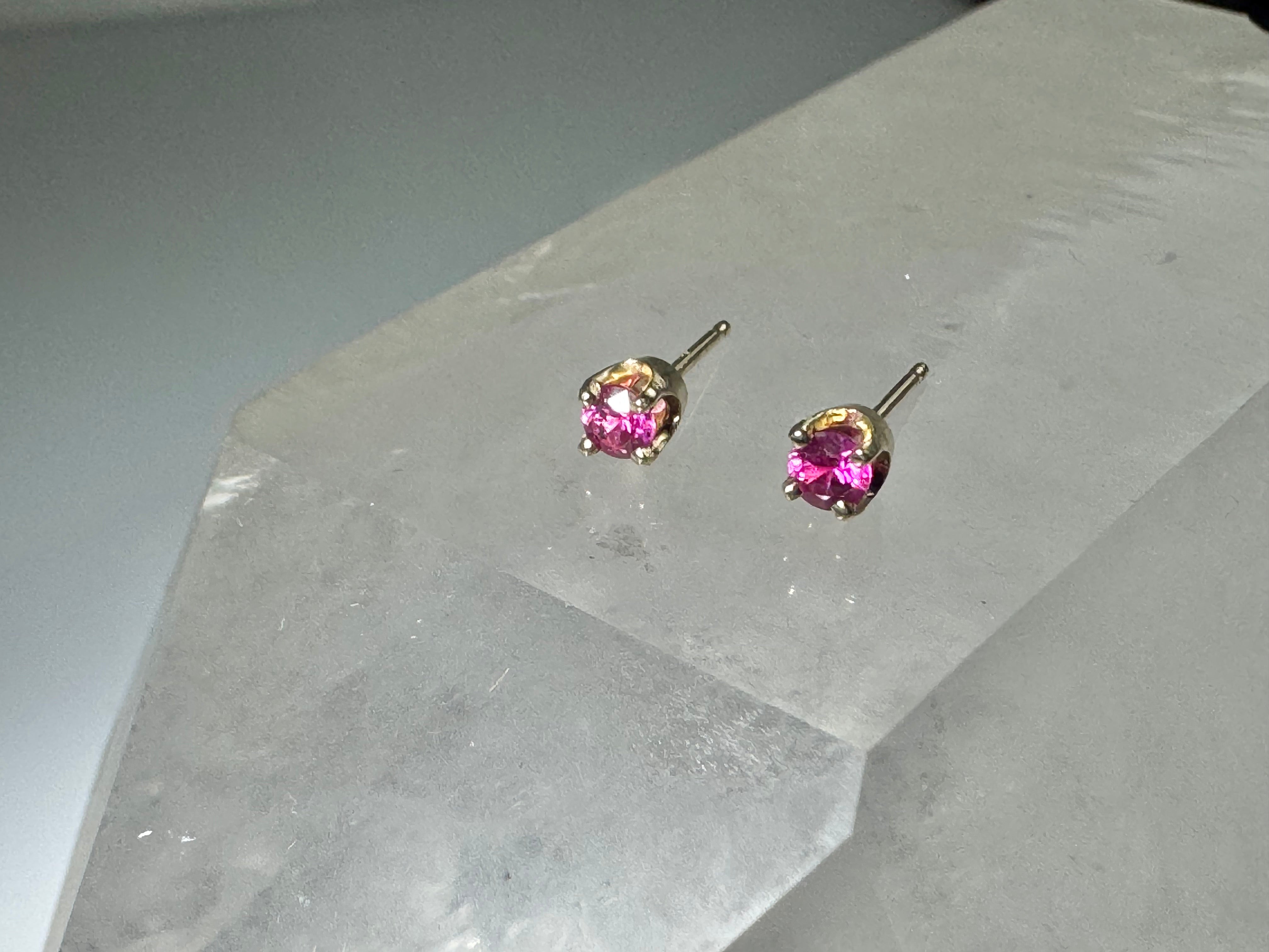 Pink Sapphire 14k Prong Studs