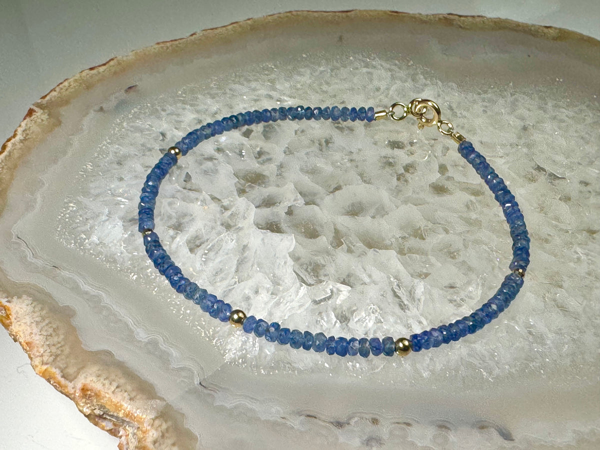 Sapphire 2 With 5 14k Bead Bracelet