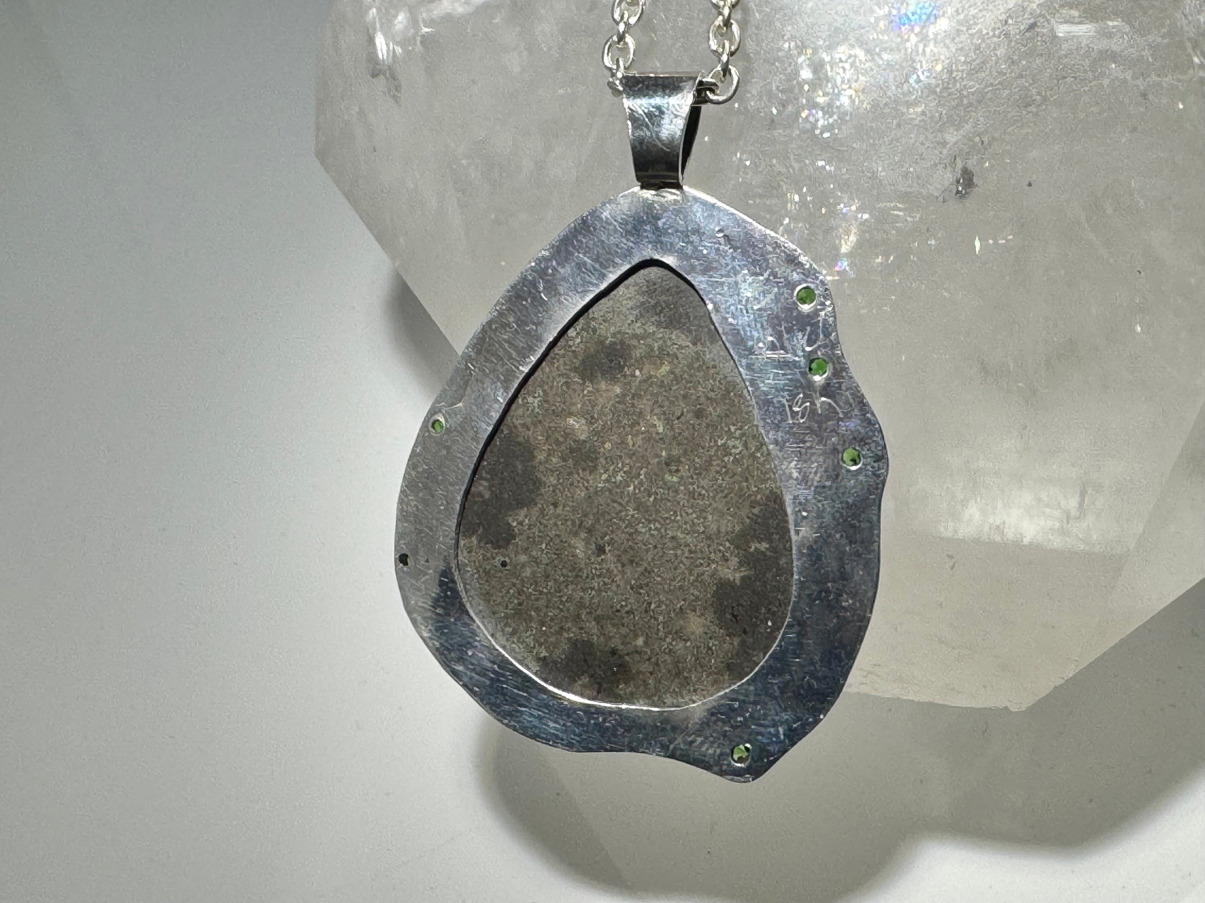 Ammolite & Tsavorite Garnet Penant