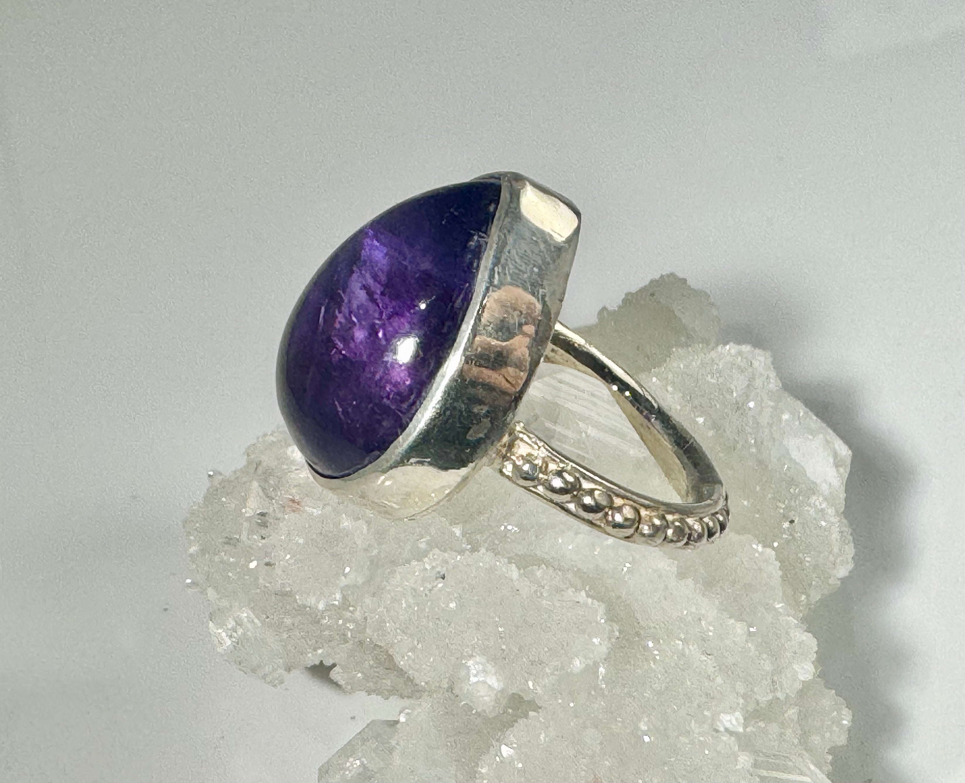 Amethyst Beaded Sterling Ring