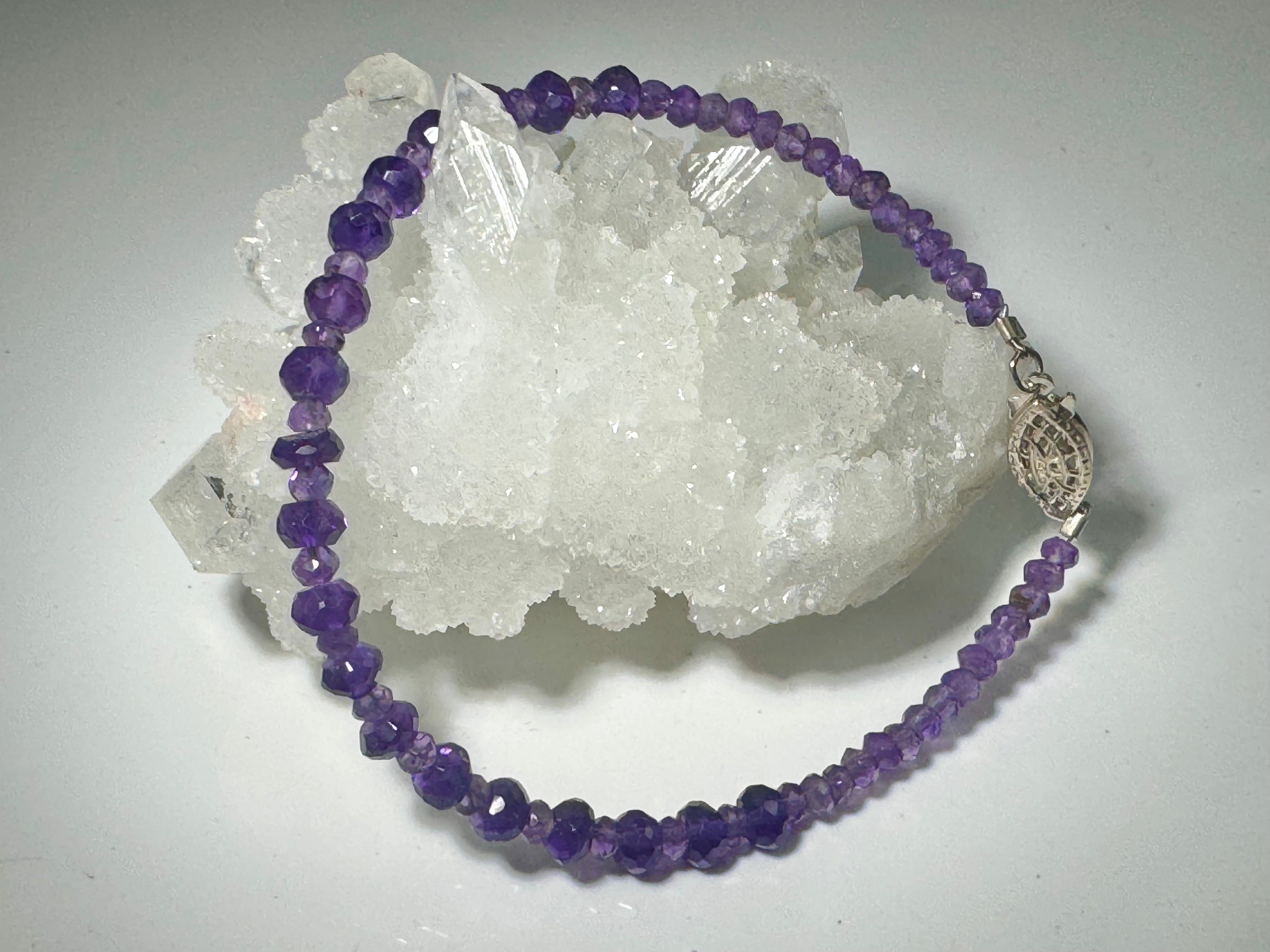 Amethyst Faceted Bead Sterling Bracelet