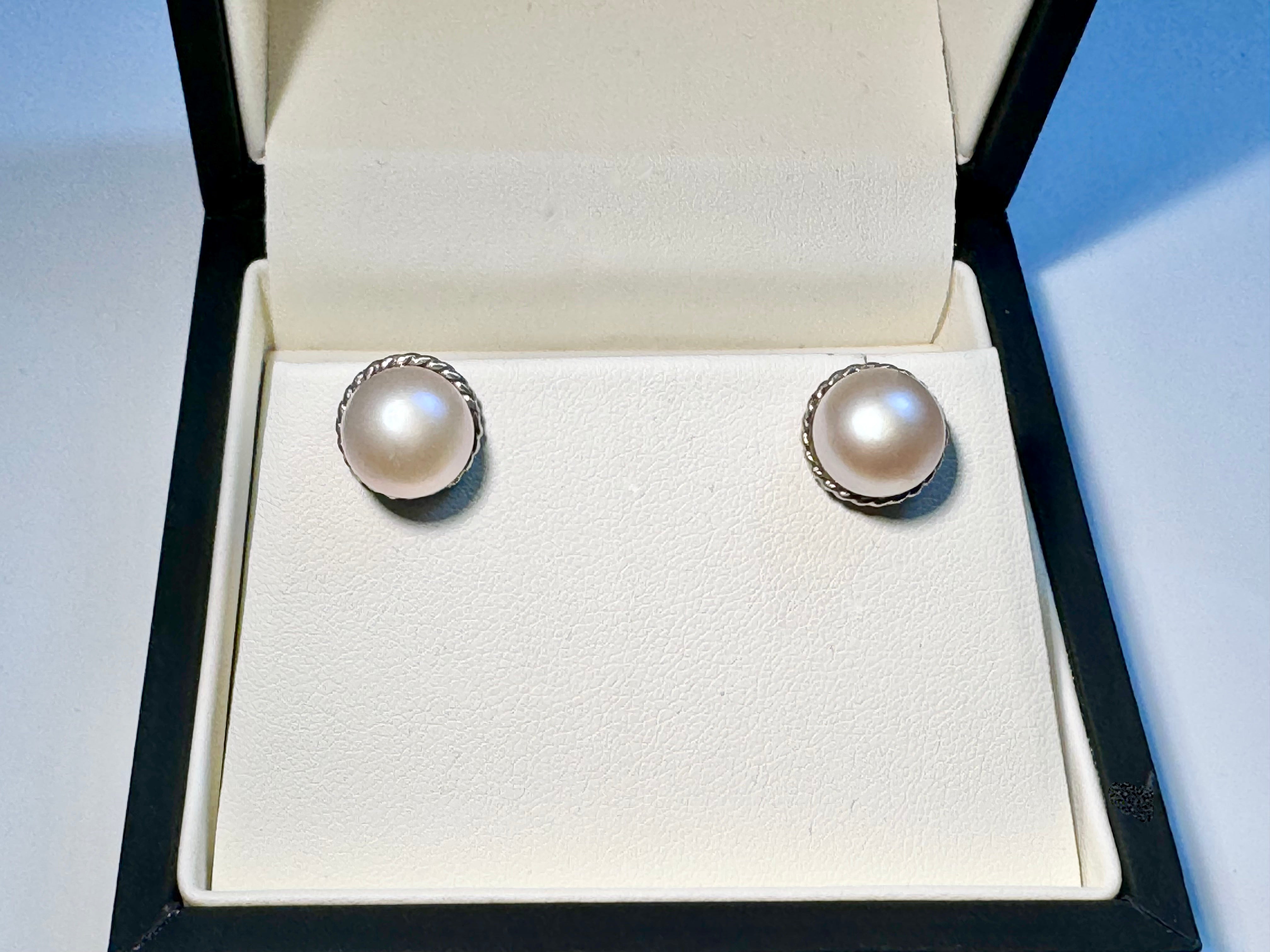 Pearl Rope Edge Sterling Studs