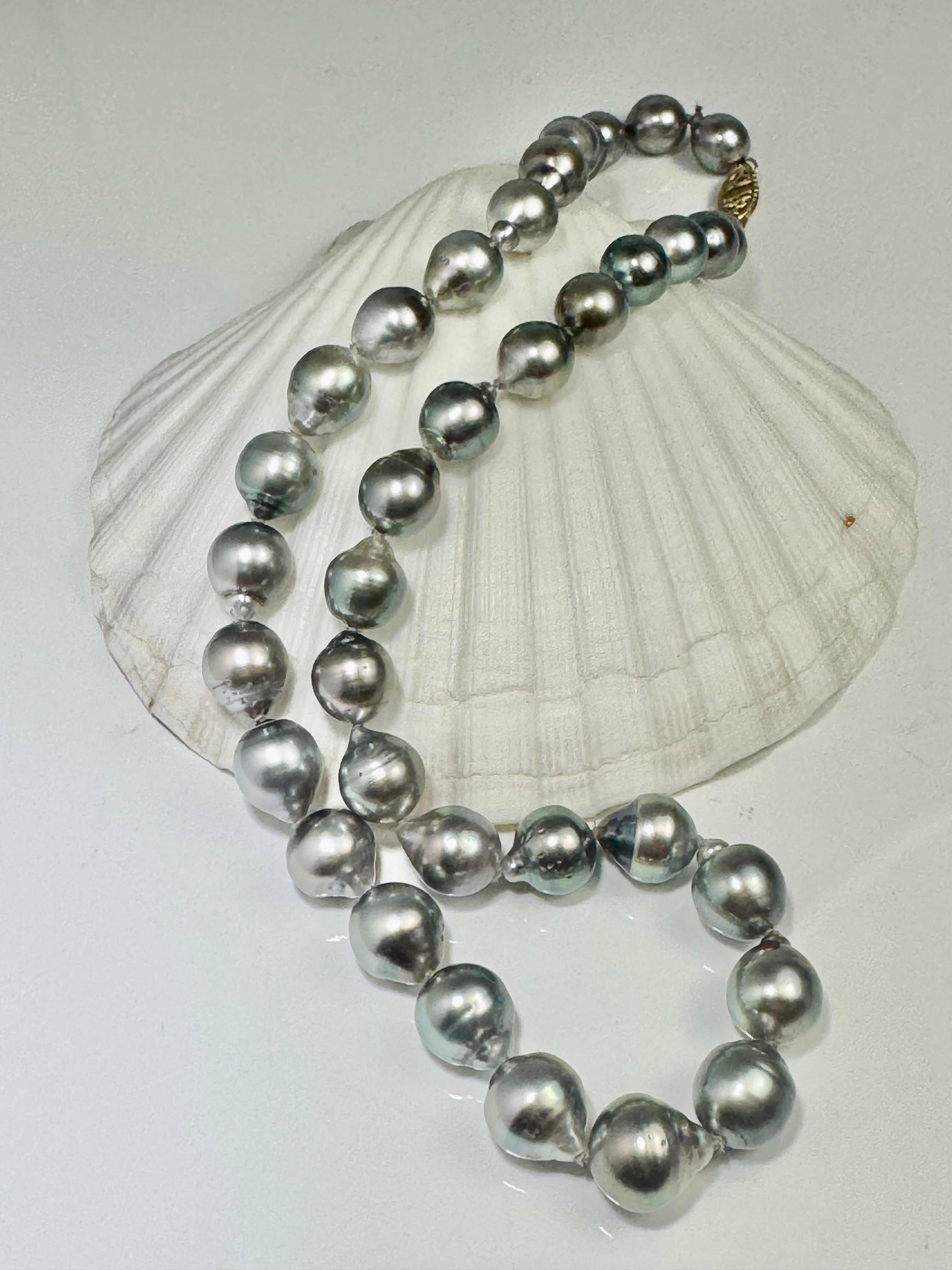 Grey Tahitian Pearl 14k Strand