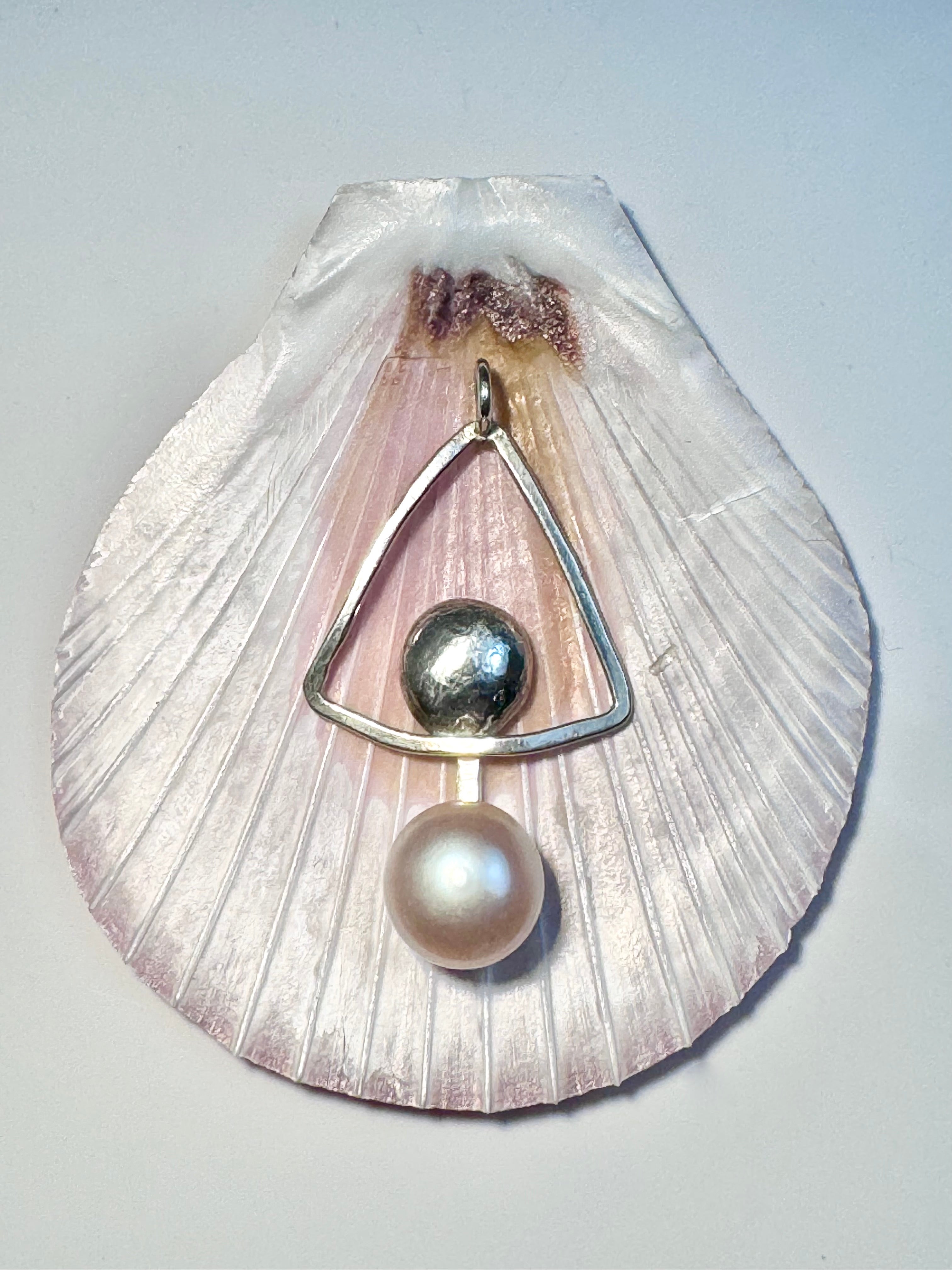 Pink Pearl Triangle Pendant