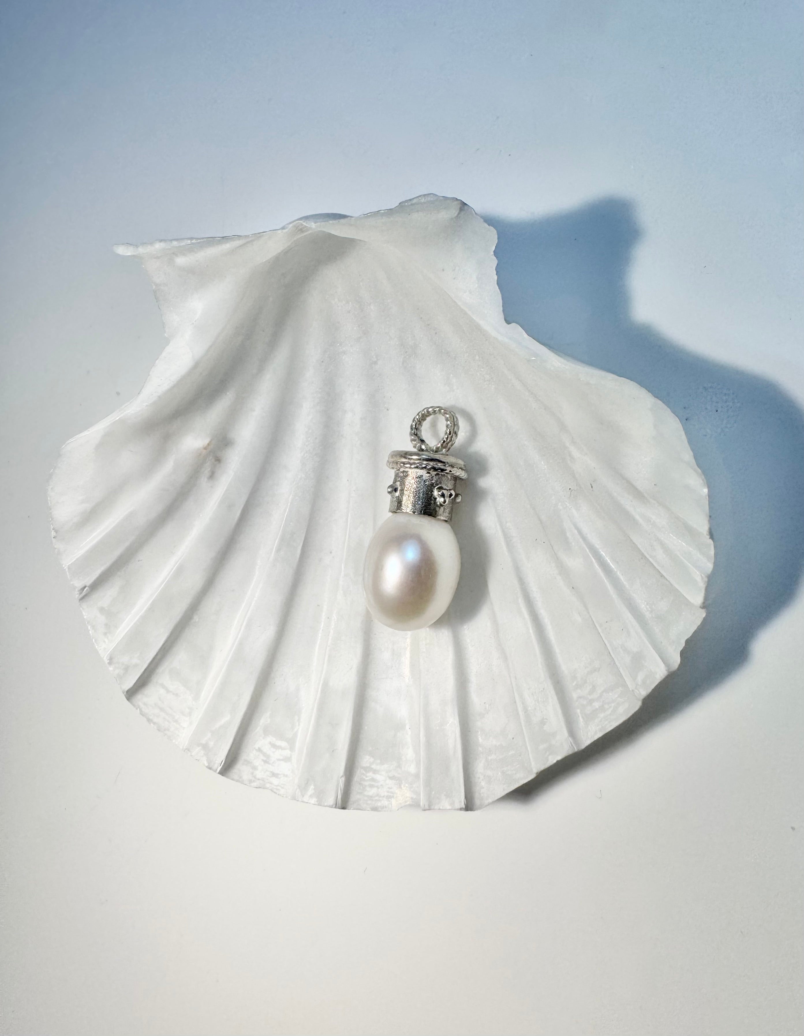 Pearl Textured Beaded Drop Pendant
