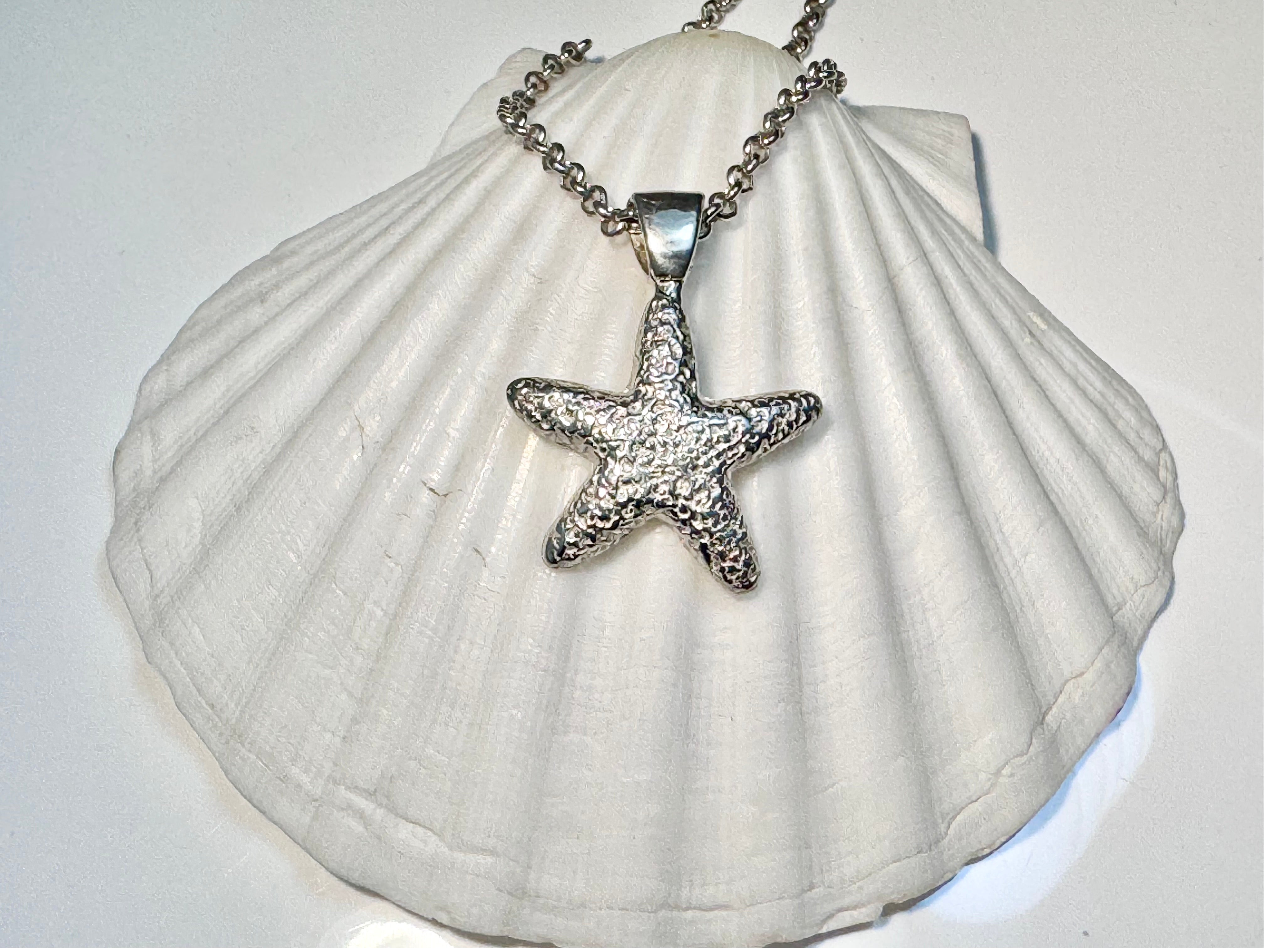 Starfish Textured Sterling Pendant