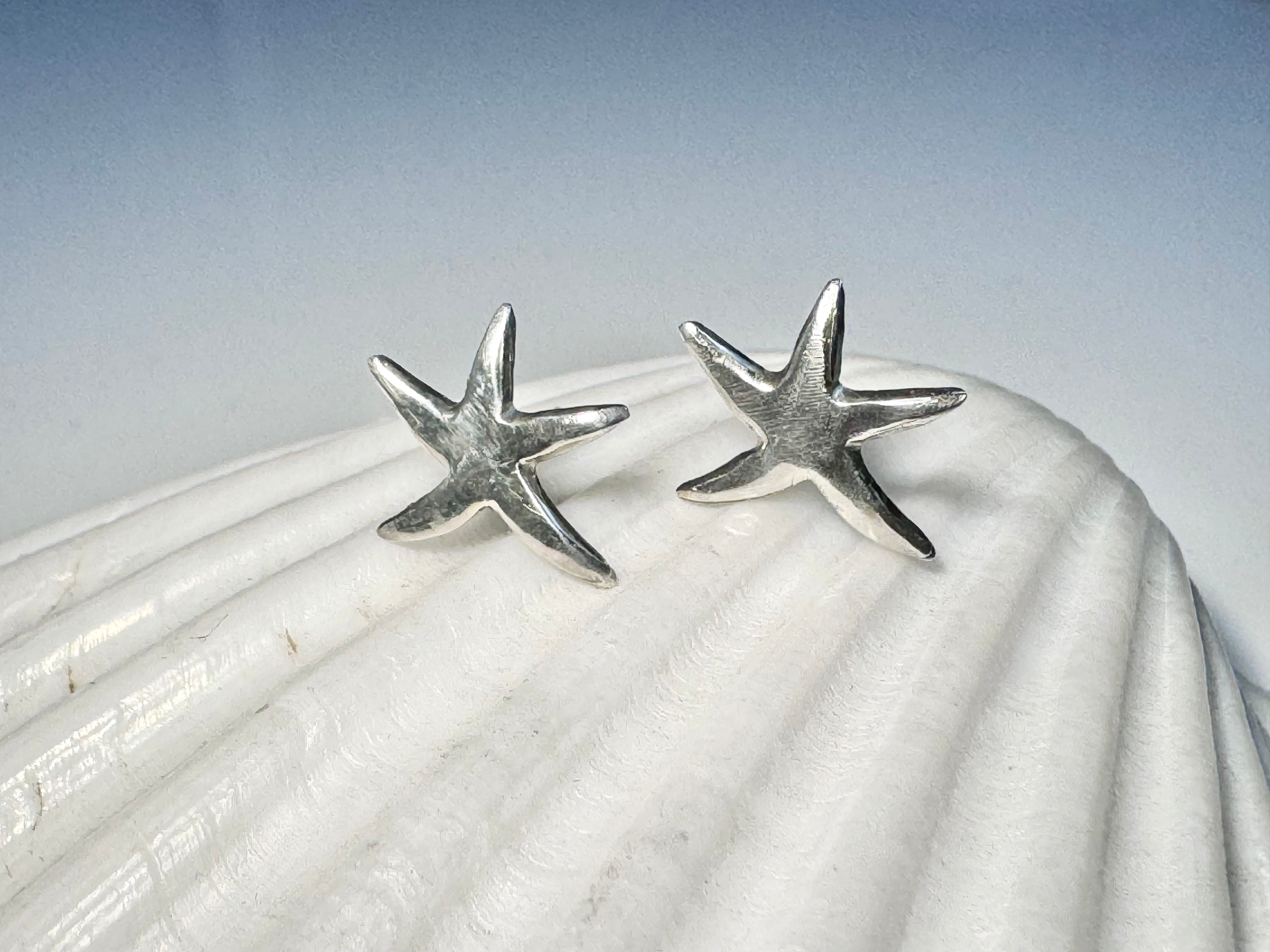 Starfish Polished Sterling Studs