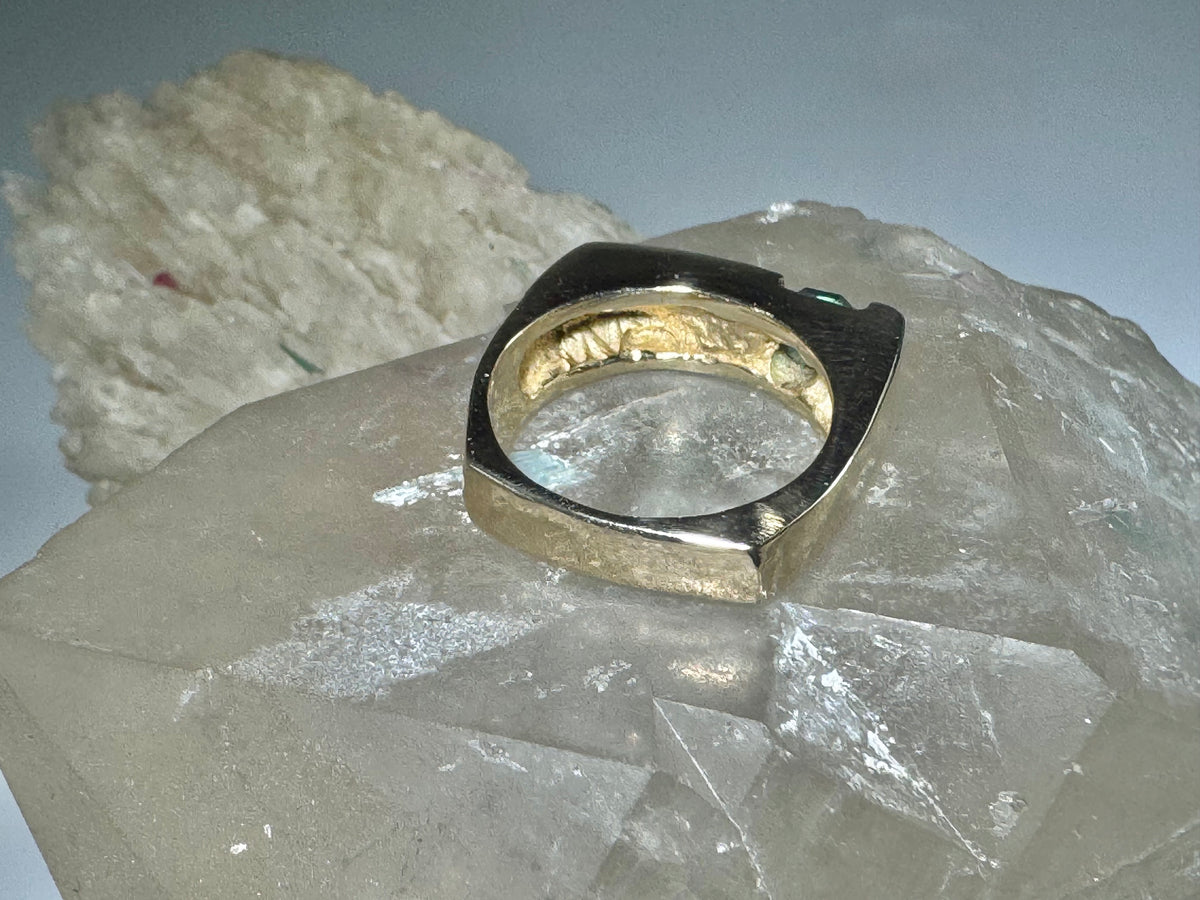 Green Tourmaline Square Contemporary 14k Ring
