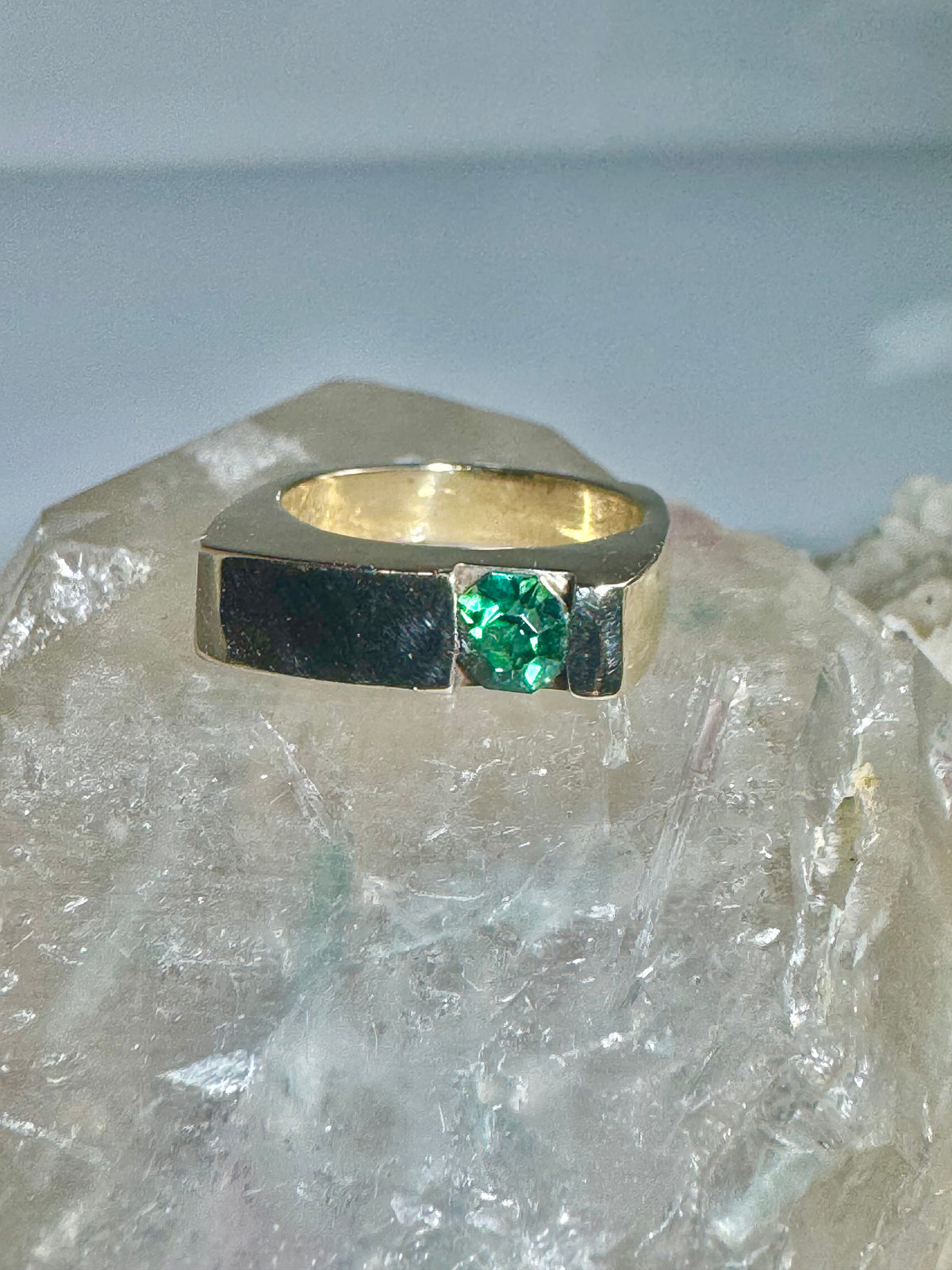 Green Tourmaline Square Contemporary 14k Ring