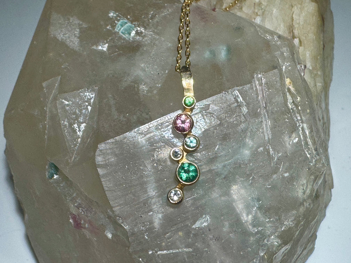 Tourmaline & Diamond 14k Pendant