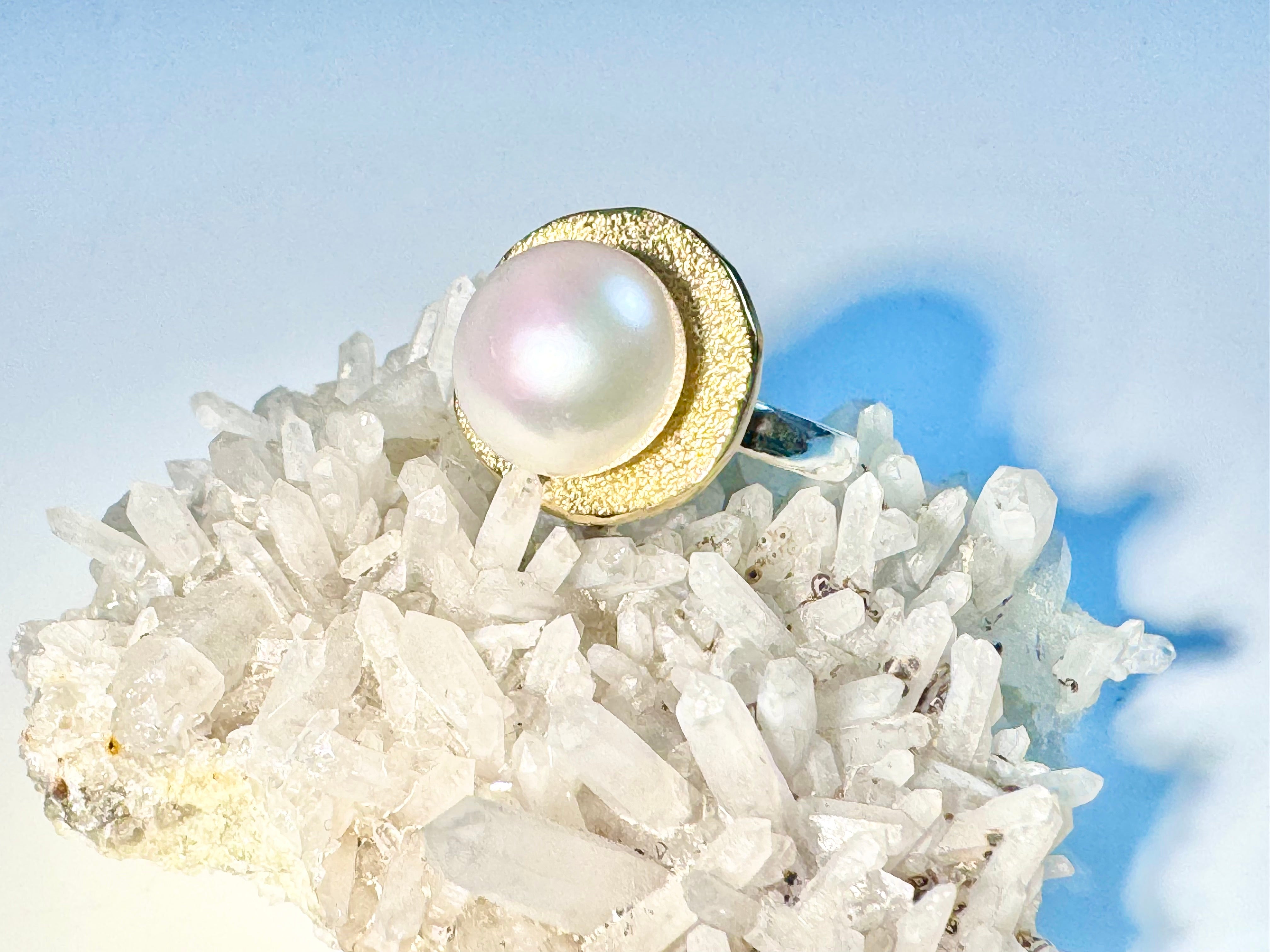 Pearl Textured Sterling & 18k Ring