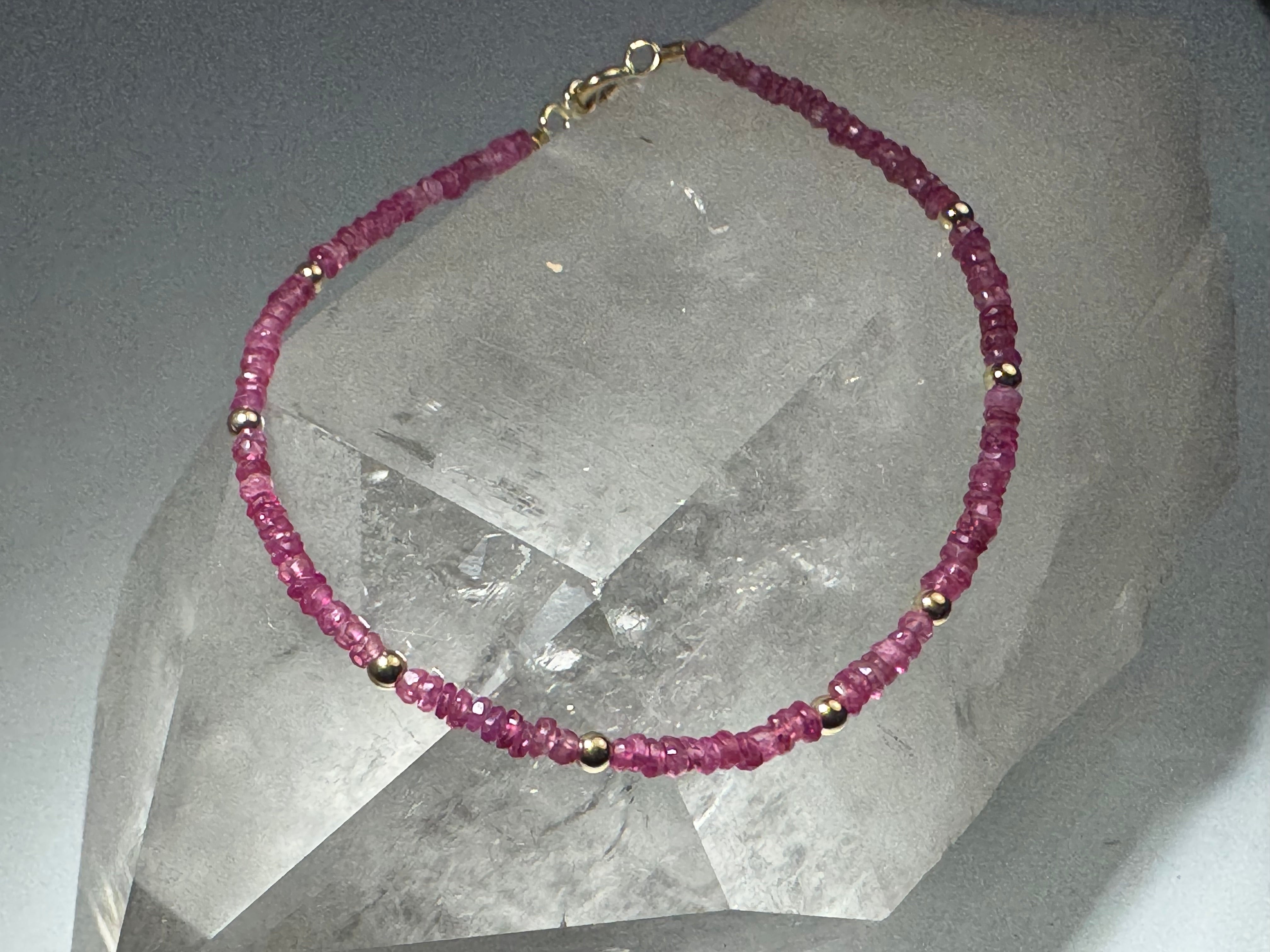Ruby Bead 14k Bracelet