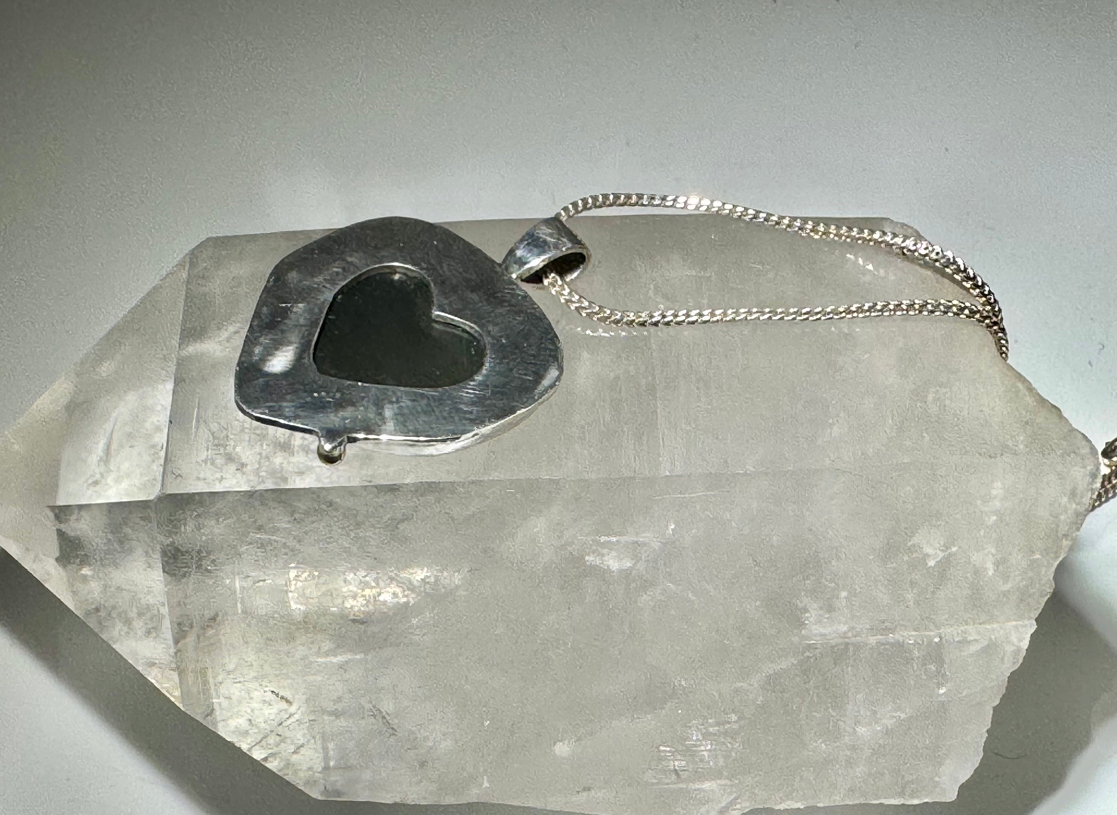 Rainbow Obsidian & Yellow Diamond Heart Pendant