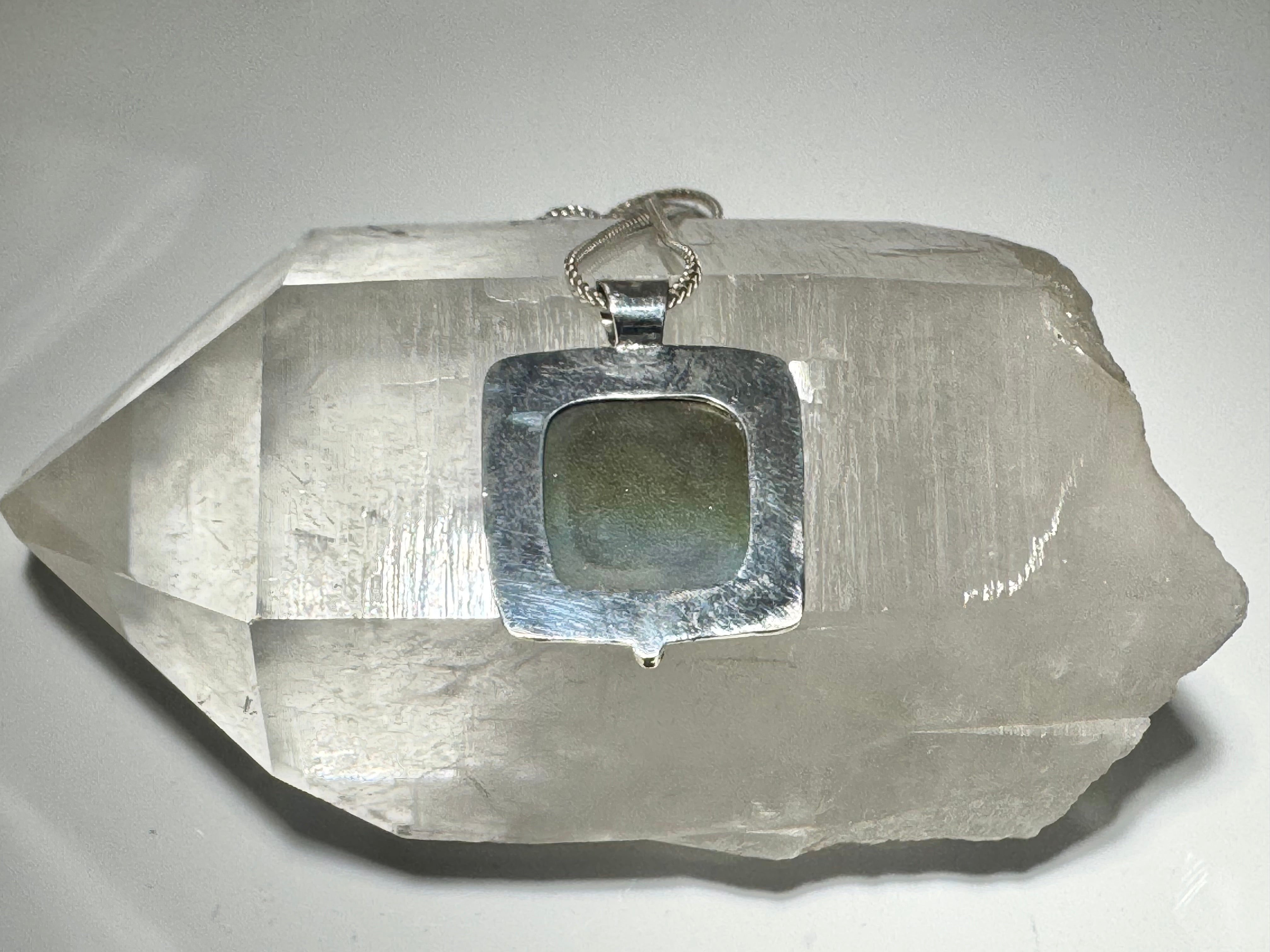 Rainbow Obsidian & Pink Diamond Heart Pendant