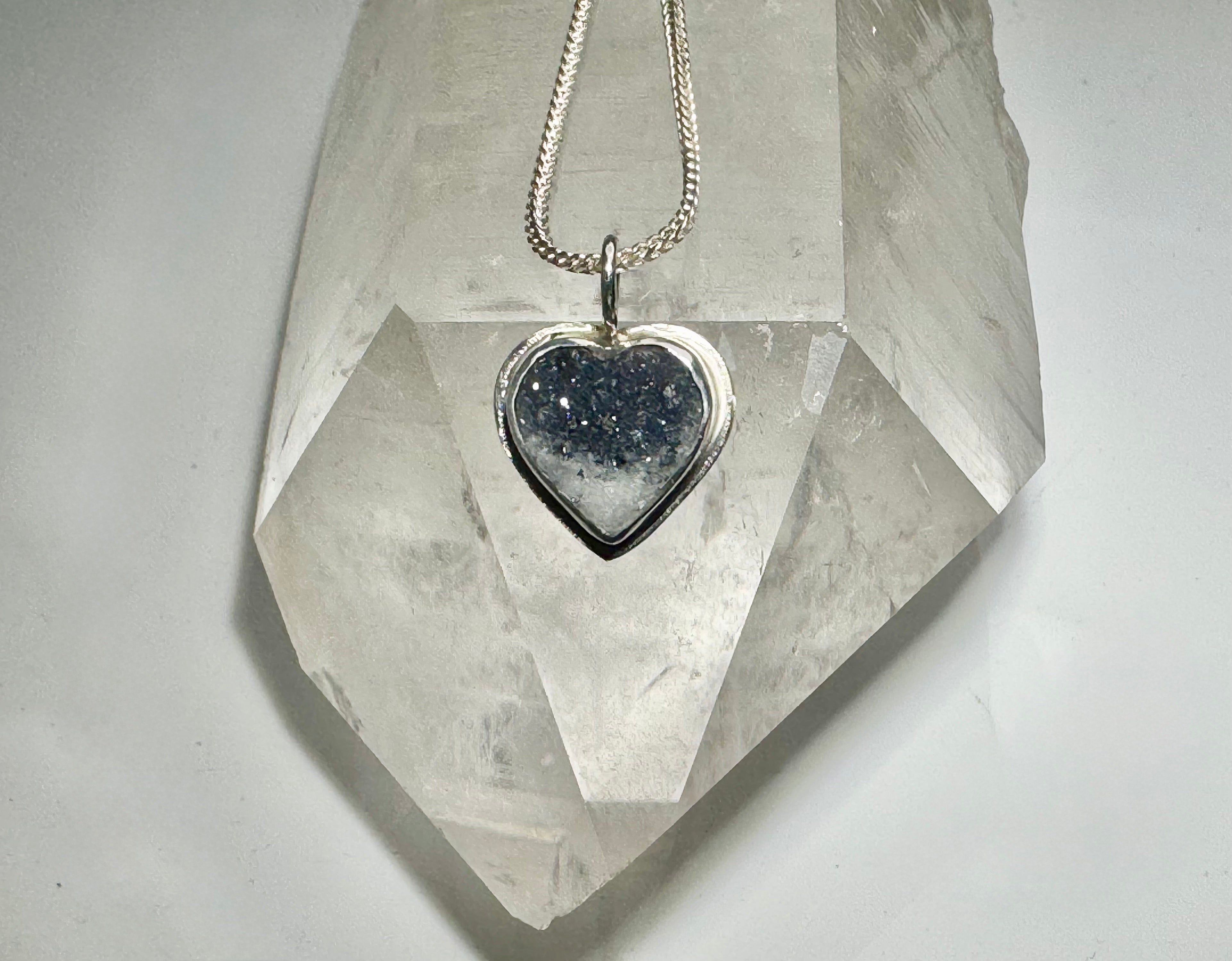 Grey Druzy Agate Sterling Pendant