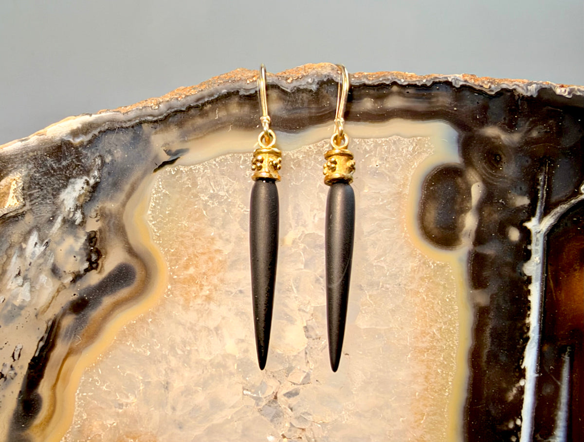 Onyx Spike 18 & 14k Dangles