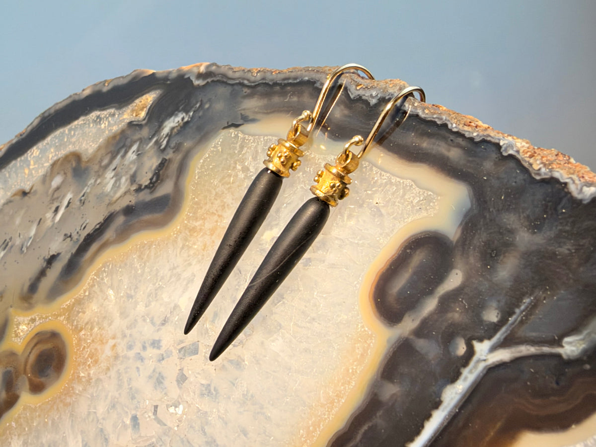 Onyx Spike 18 & 14k Dangles