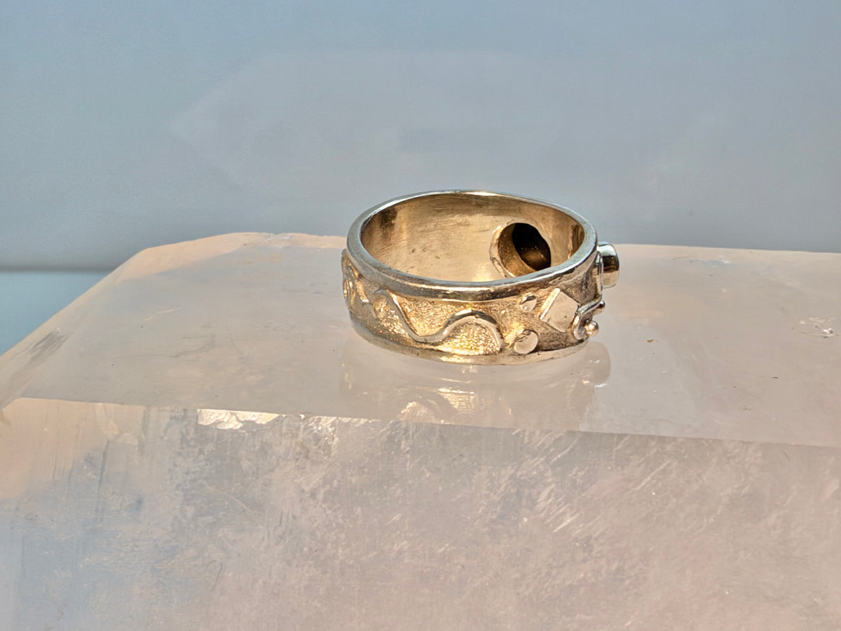 Onyx & Pomegranate Sapphire Sterling Ring