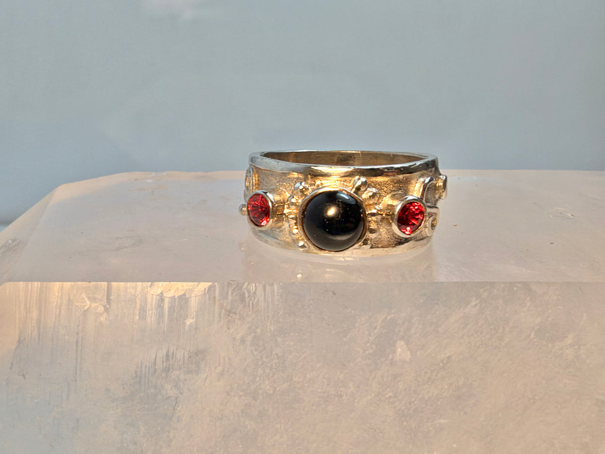 Onyx & Pomegranate Sapphire Sterling Ring