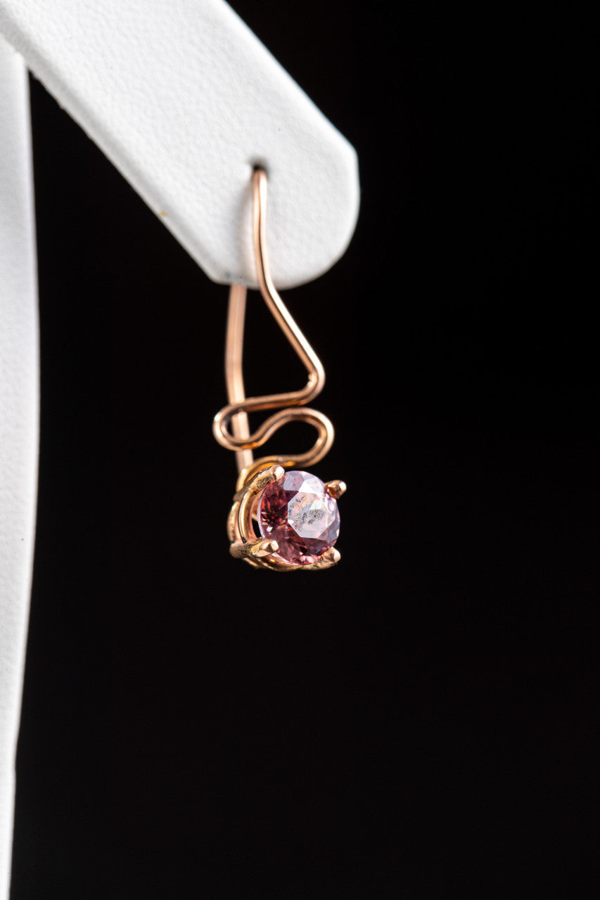 Pink Zircon 14K Rose Gold Drop Earrings