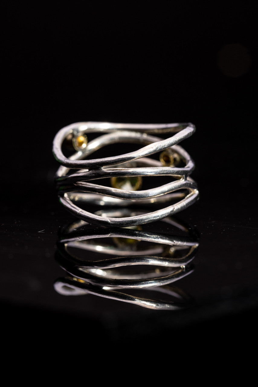 Arizona Peridot and Diamond Wire Ring