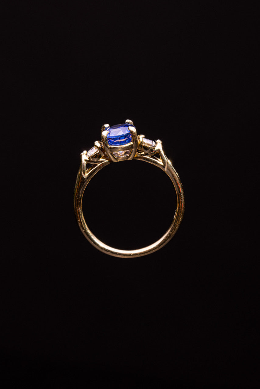 Sapphire and Diamond 14 Yellow Ring