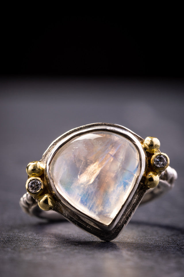 Rainbow Moonstone gold ring 14K yellow gold Moonstone ring Nickel Free —  Discovered