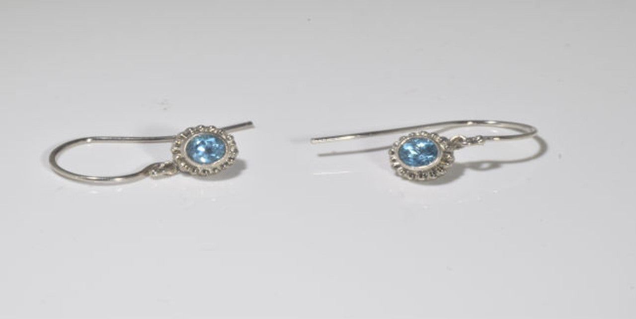Blue Topaz Sterling Beaded Dangle Earrings