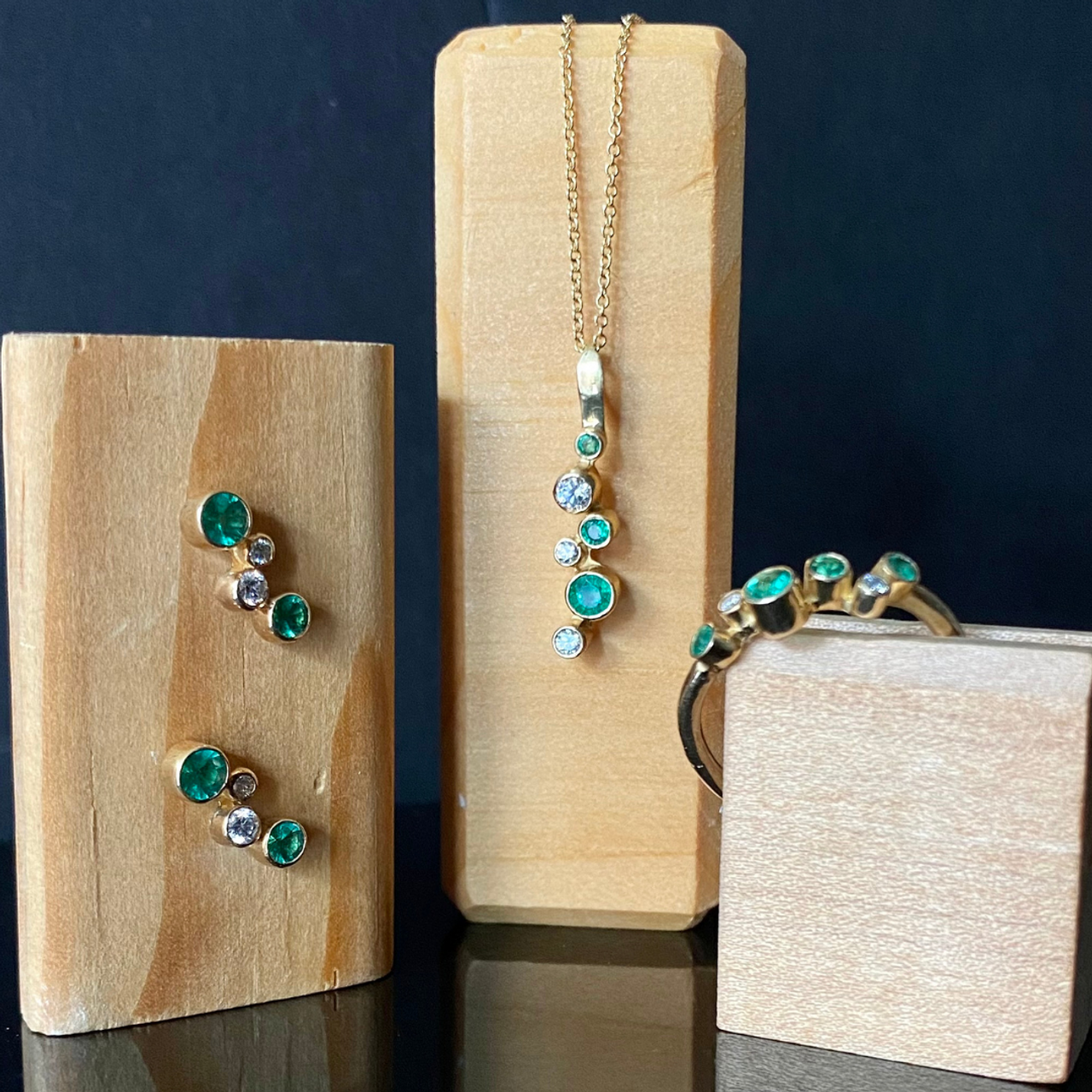 Emerald and Diamond Pebble Pendant