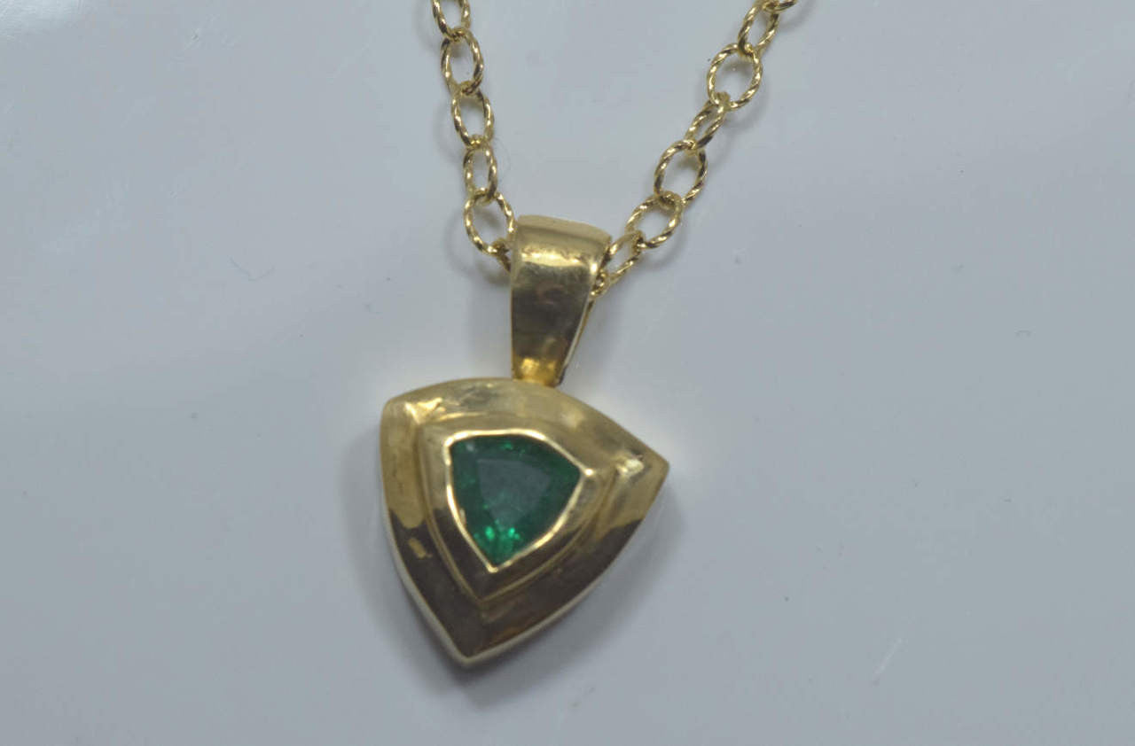 Gold Trillion Emerald Pendant