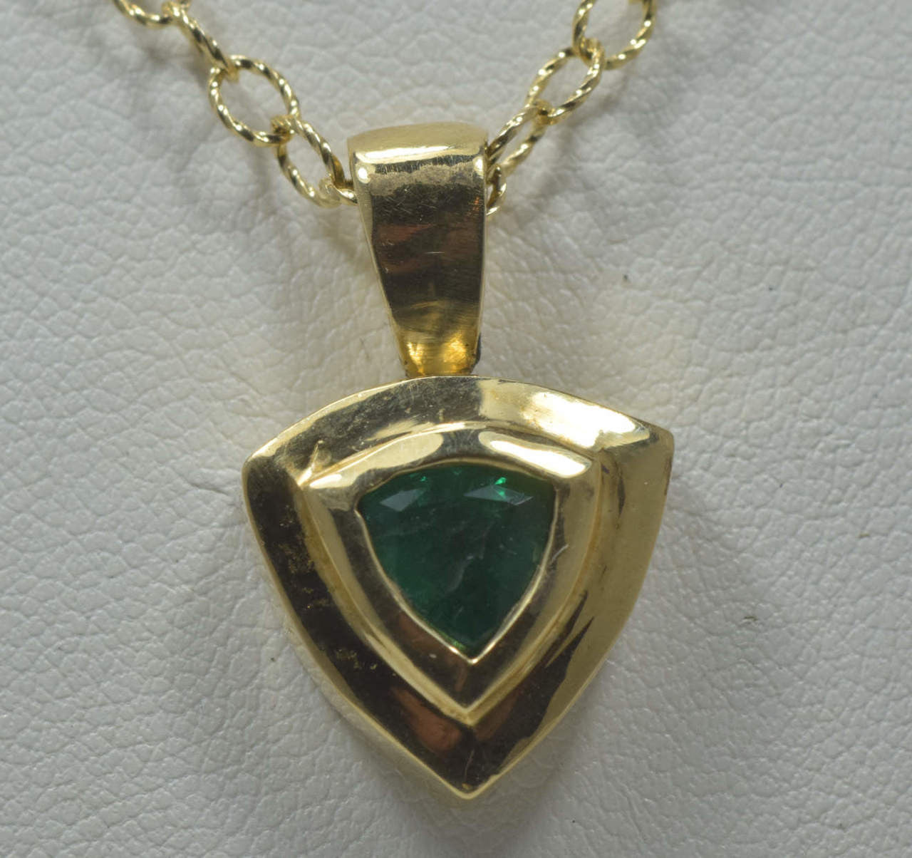 Emerald Trillion Gold Pendant