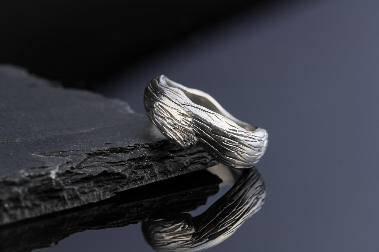 Sterling Silver Bark Free Form Ring