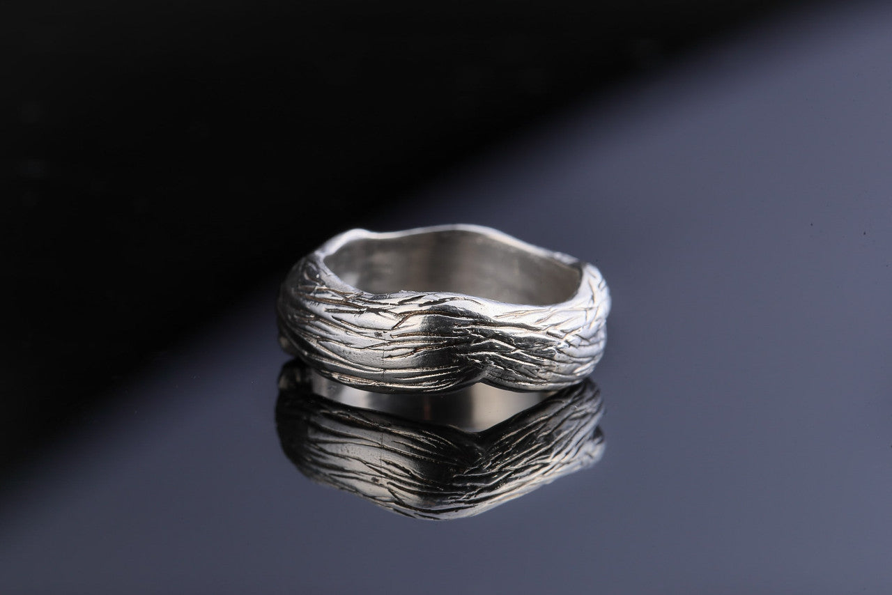 Sterling Silver Bark Free Form Ring
