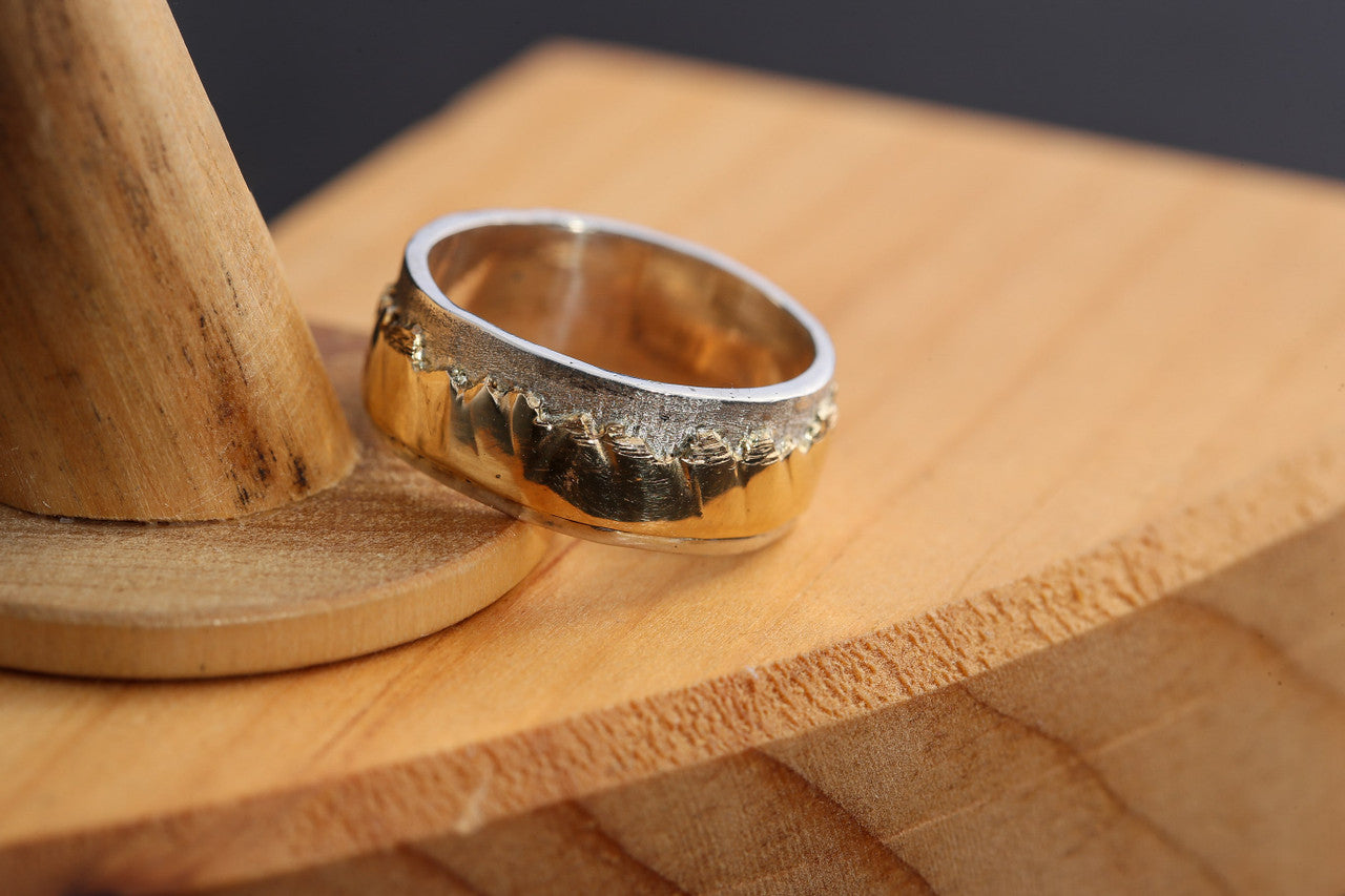 Sterling Silver and 18K Yellow Gold Mountain Ring