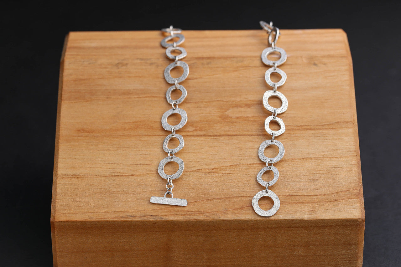 Sterling Silver Textured Open Link Necklace