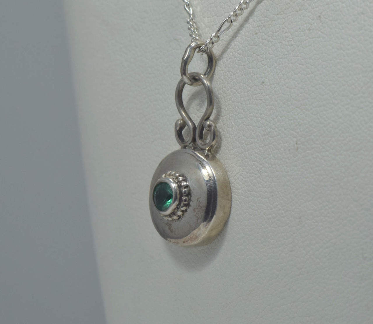 Emerald Sterling Silver Solitaire Pendant