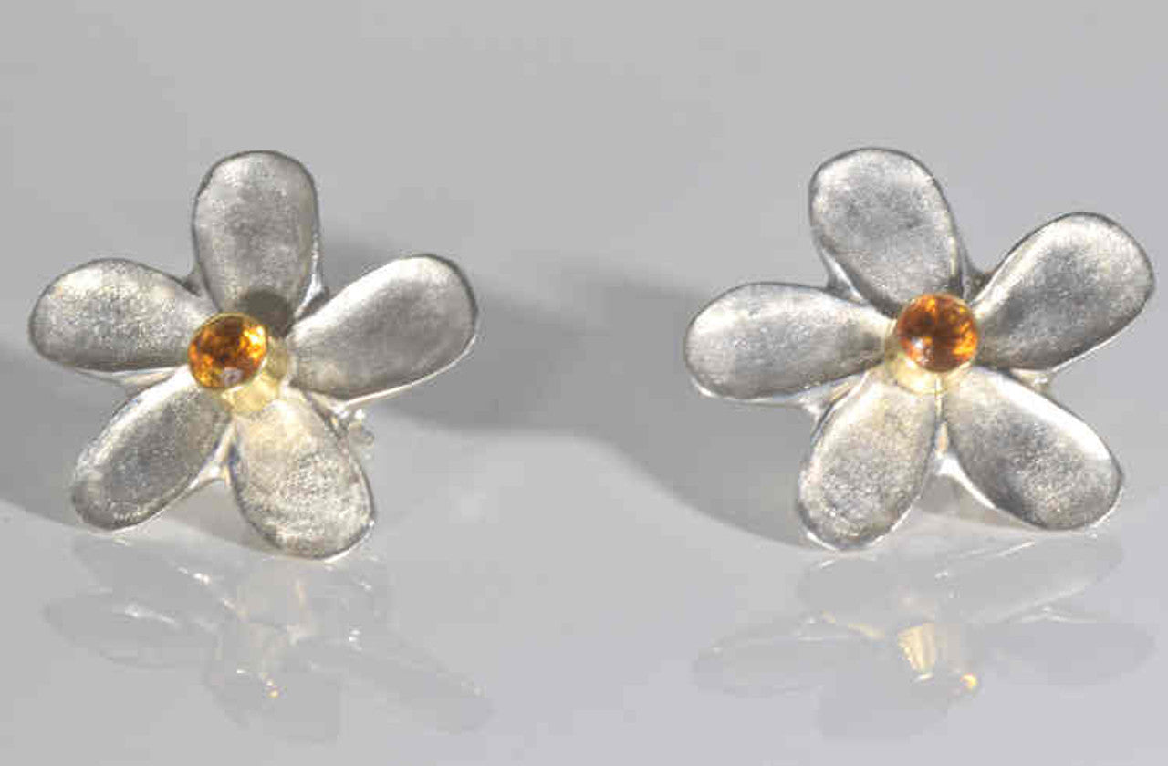 Citrine Large Flower Earrings