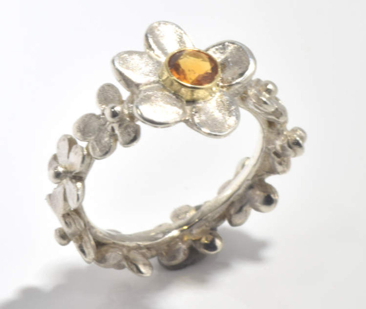 Citrine Flower Sterling Ring