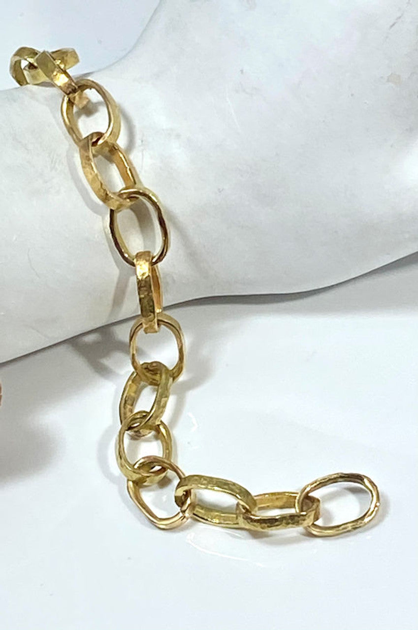 Hammered Gold Oval Link Bracelet