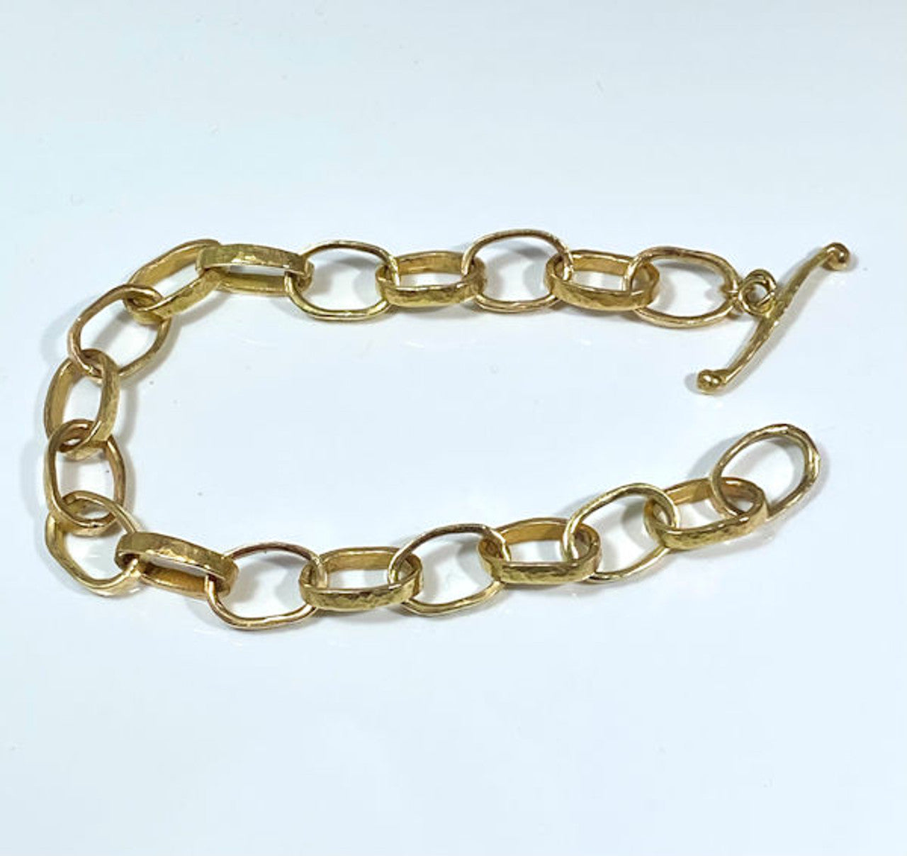 Hammered Gold Oval Link Bracelet