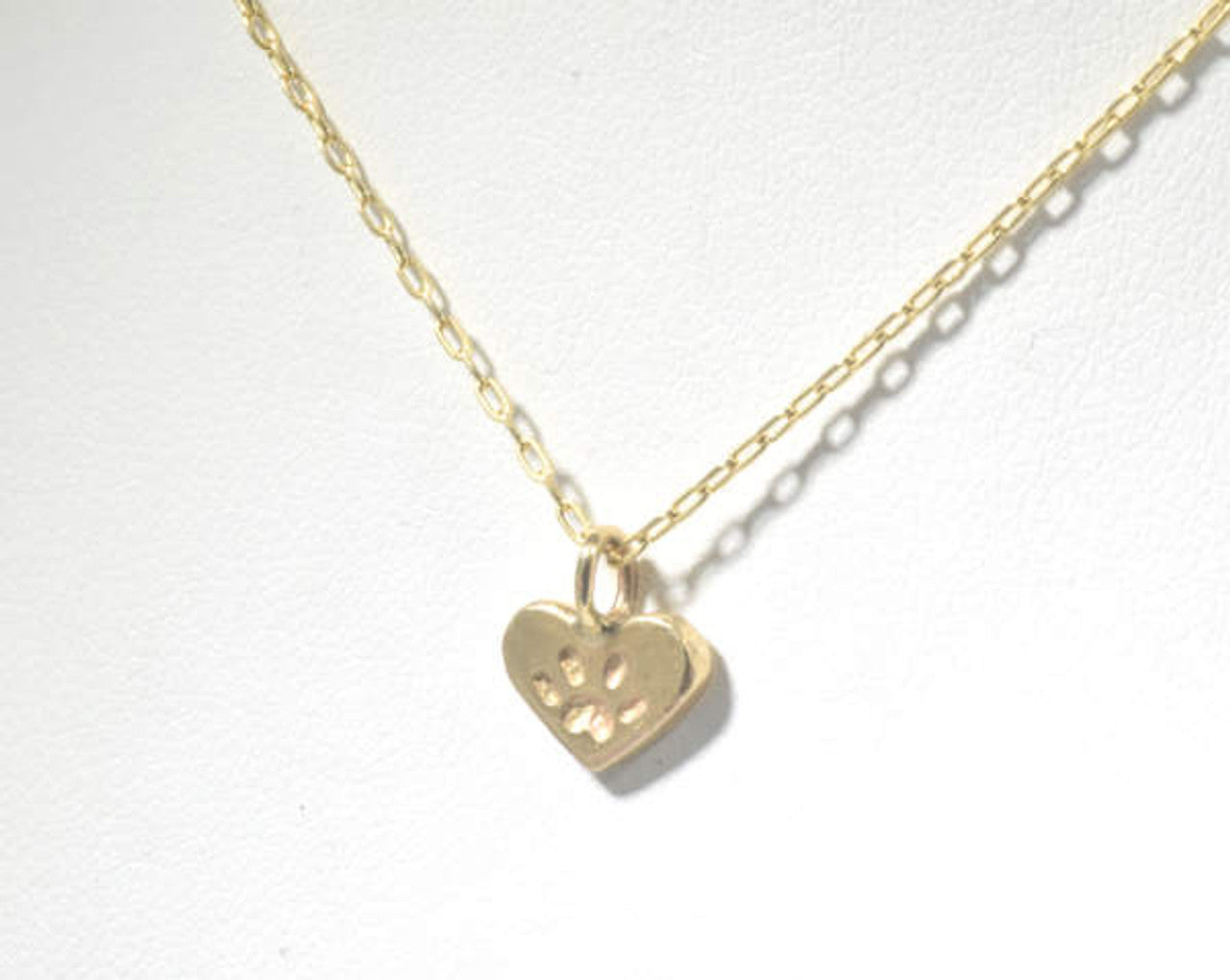 Gold Tiny Paw Heart Pendant