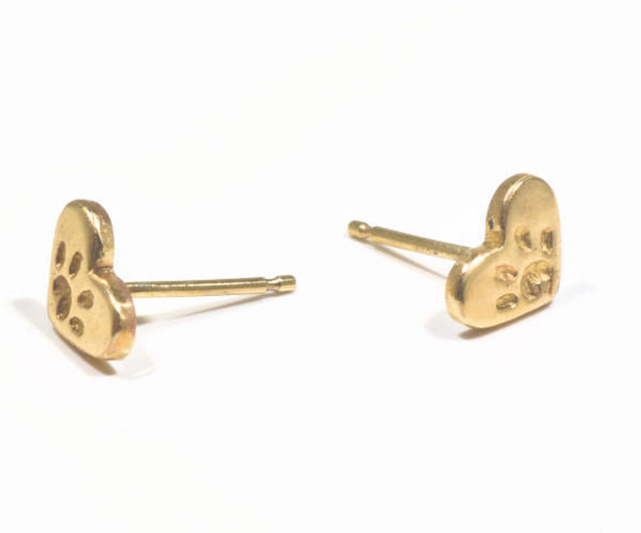 Paw Heart Gold Studs