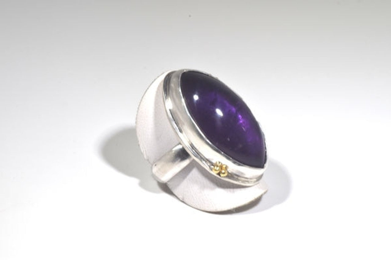 Amethyst Cabochon Sterling Silver Ring